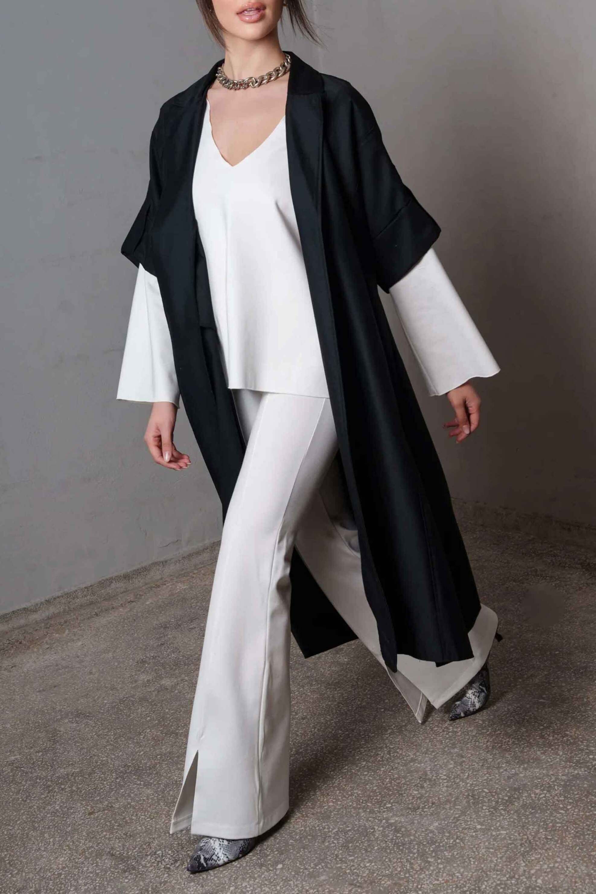 Collectiva Noir γυναικεία oversized καπαρντίνα - CN141U02KPT Μαύρο φωτογραφία