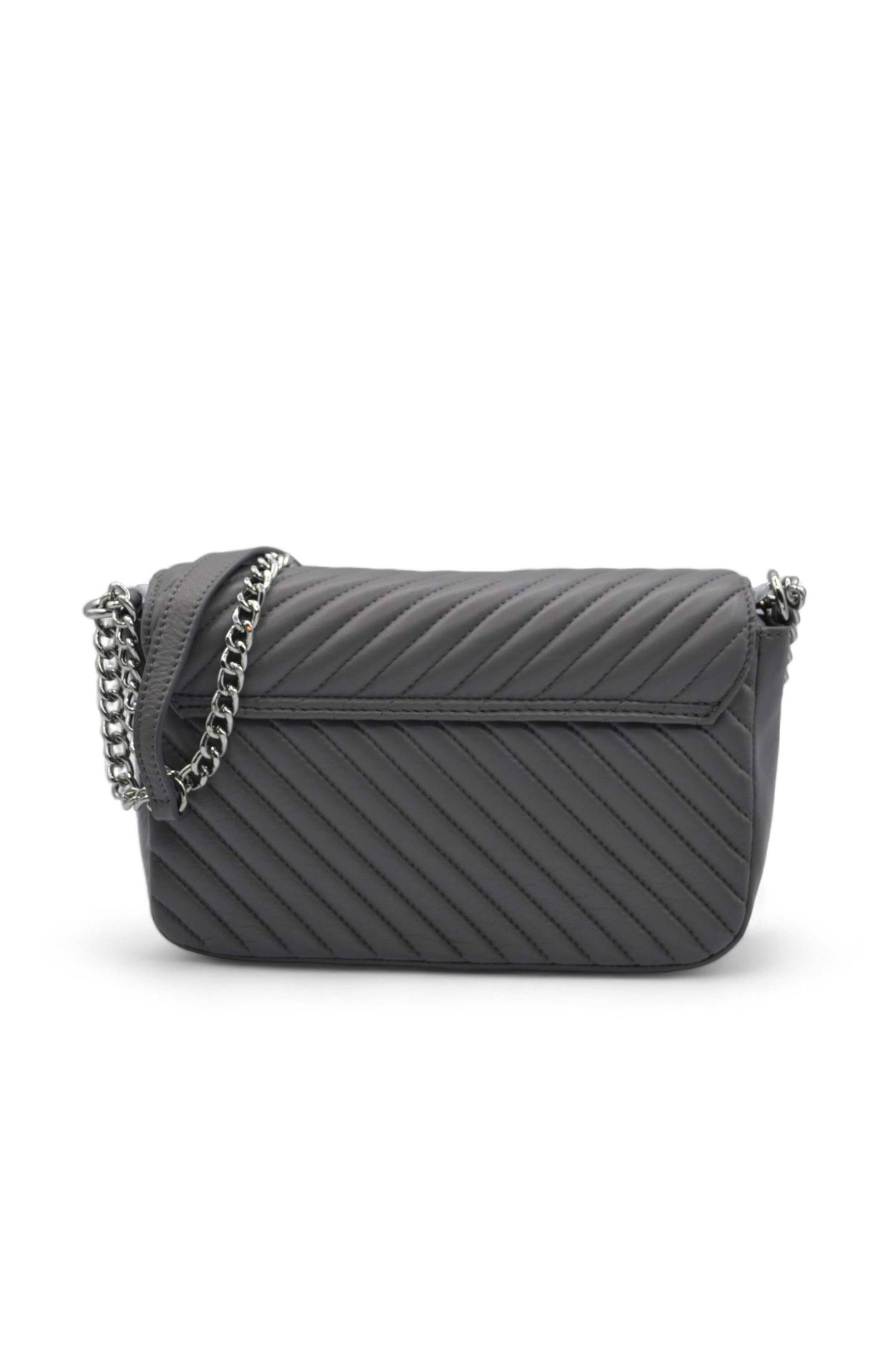 John Richmond γυναικεία δερμάτινη τσάντα ώμου καπιτονέ με μεταλλικό monogram "Stefan" - RWA24060BO Γκρι φωτογραφία