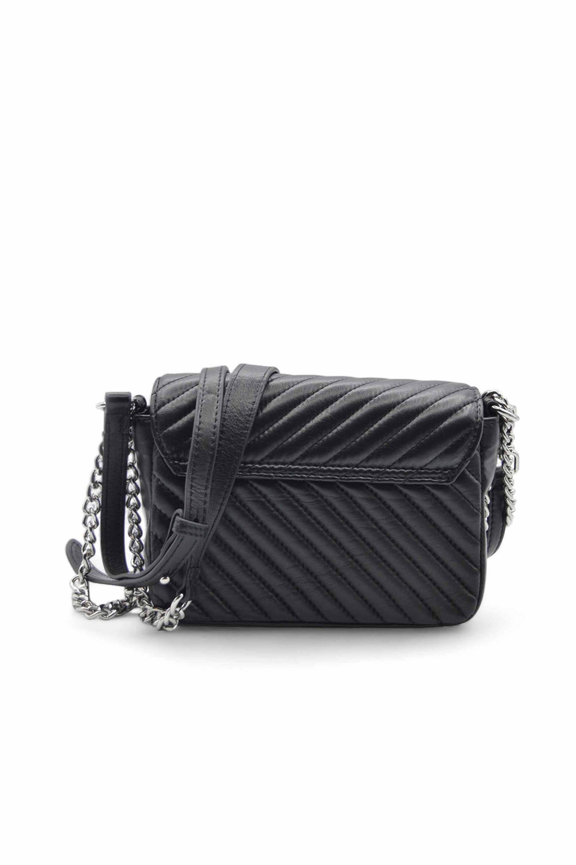 John Richmond γυναικεία δερμάτινη τσάντα ώμου καπιτονέ με μεταλλικό monogram "Nerius" - RWA24062BO Μαύρο φωτογραφία