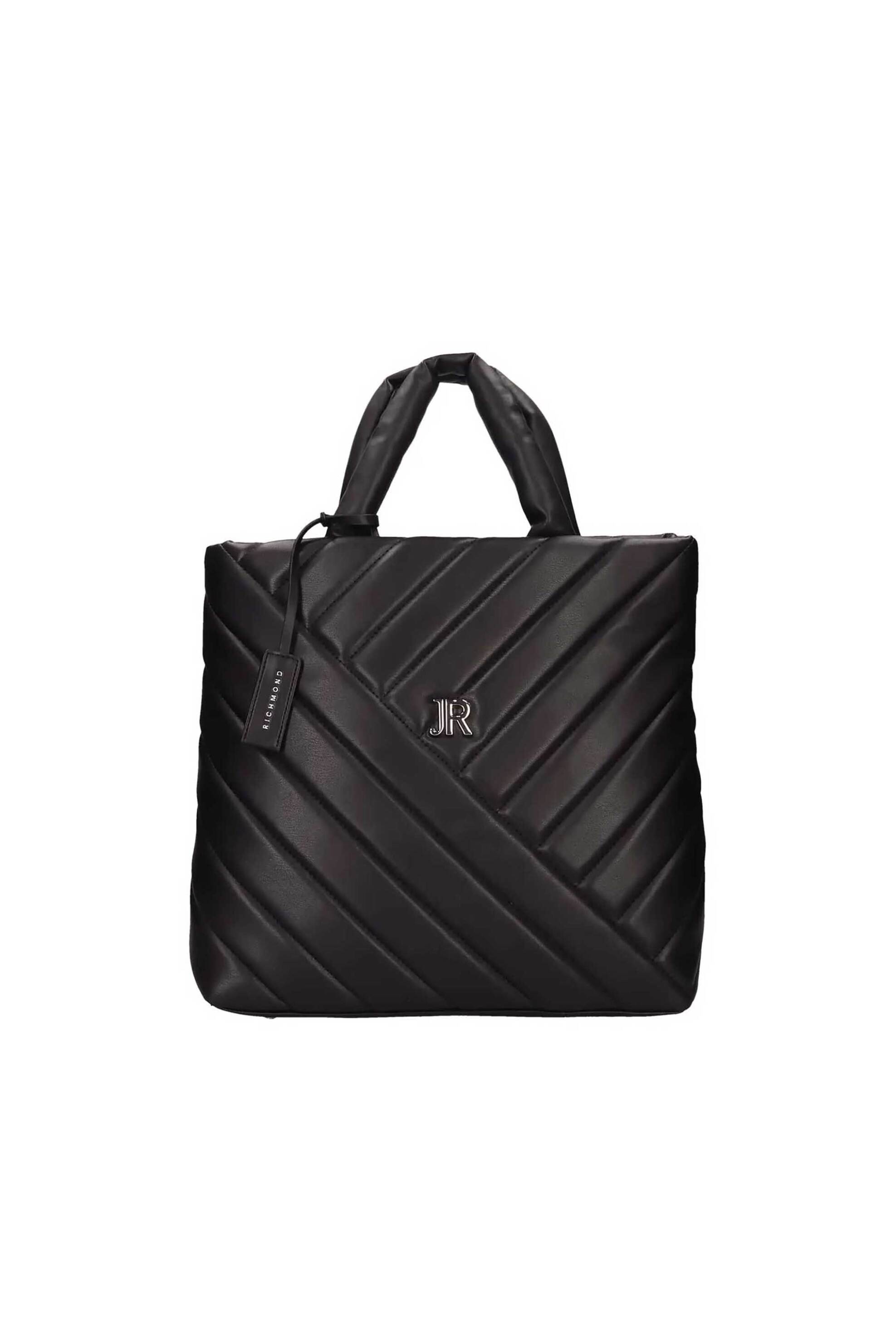 John Richmond γυναικεία τσάντα ώμου με καπιτονέ σχέδιο και μεταλλικό logo "Serei" - RWA24038BO Μαύρο