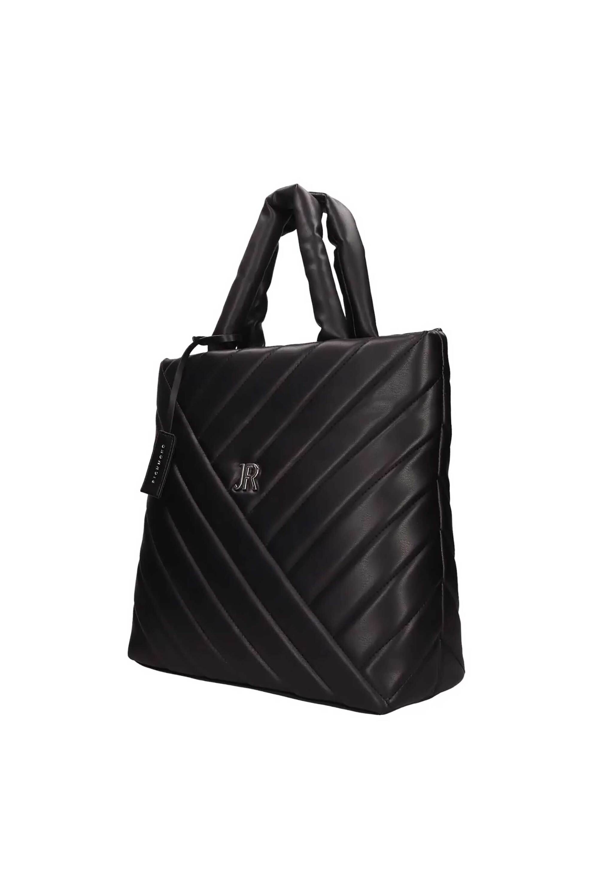 John Richmond γυναικεία τσάντα ώμου με καπιτονέ σχέδιο και μεταλλικό logo "Serei" - RWA24038BO Μαύρο φωτογραφία