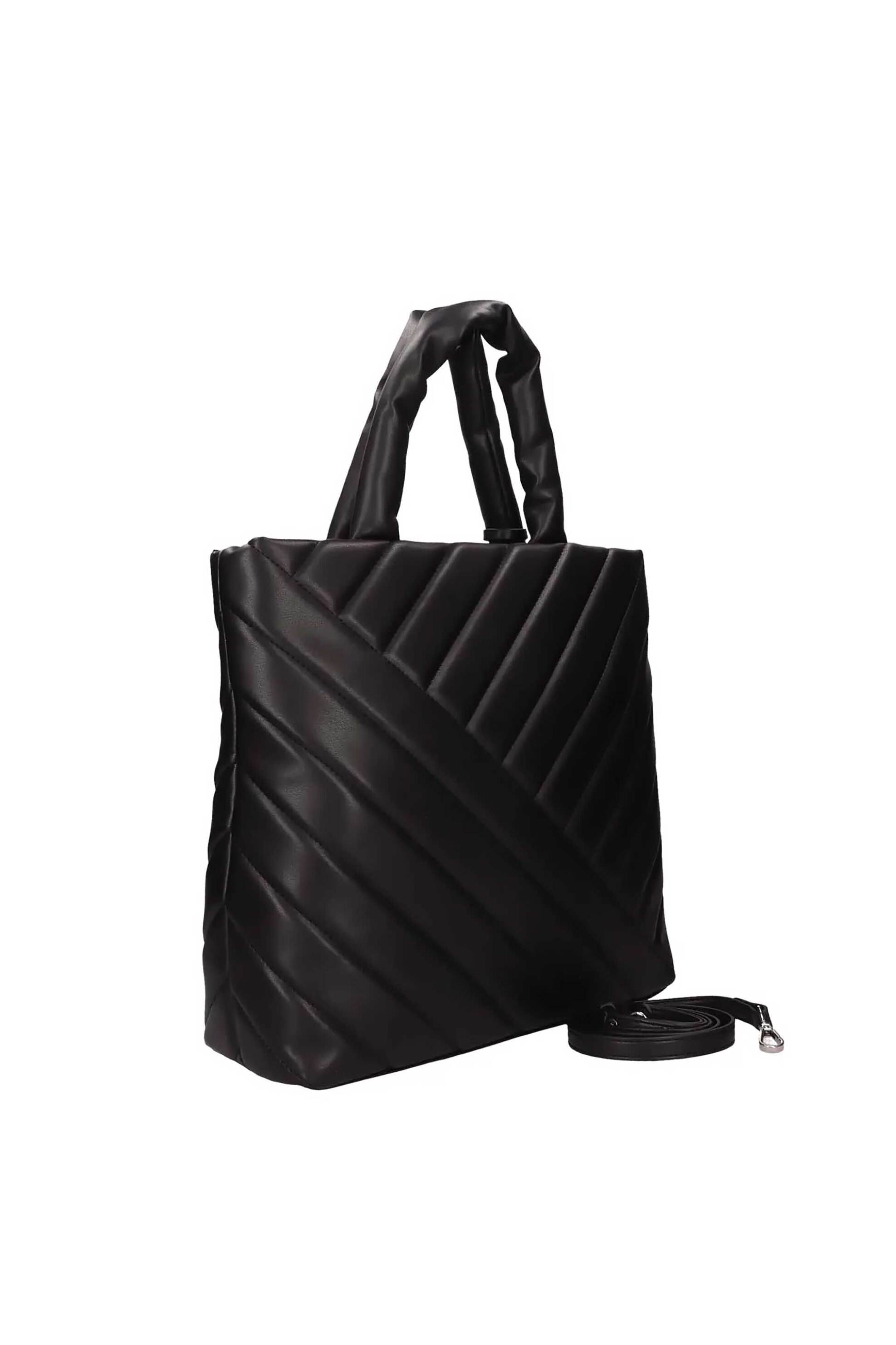 John Richmond γυναικεία τσάντα ώμου με καπιτονέ σχέδιο και μεταλλικό logo "Serei" - RWA24038BO Μαύρο φωτογραφία