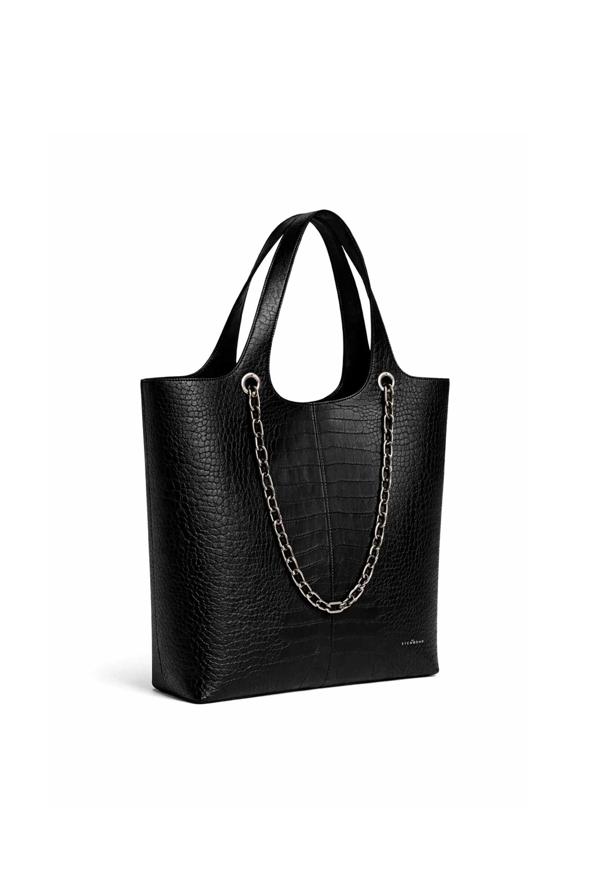 John Richmond γυναικεία δερμάτινη τσάντα tote με croco pattern και διακοσμητική αλυσίδα 
