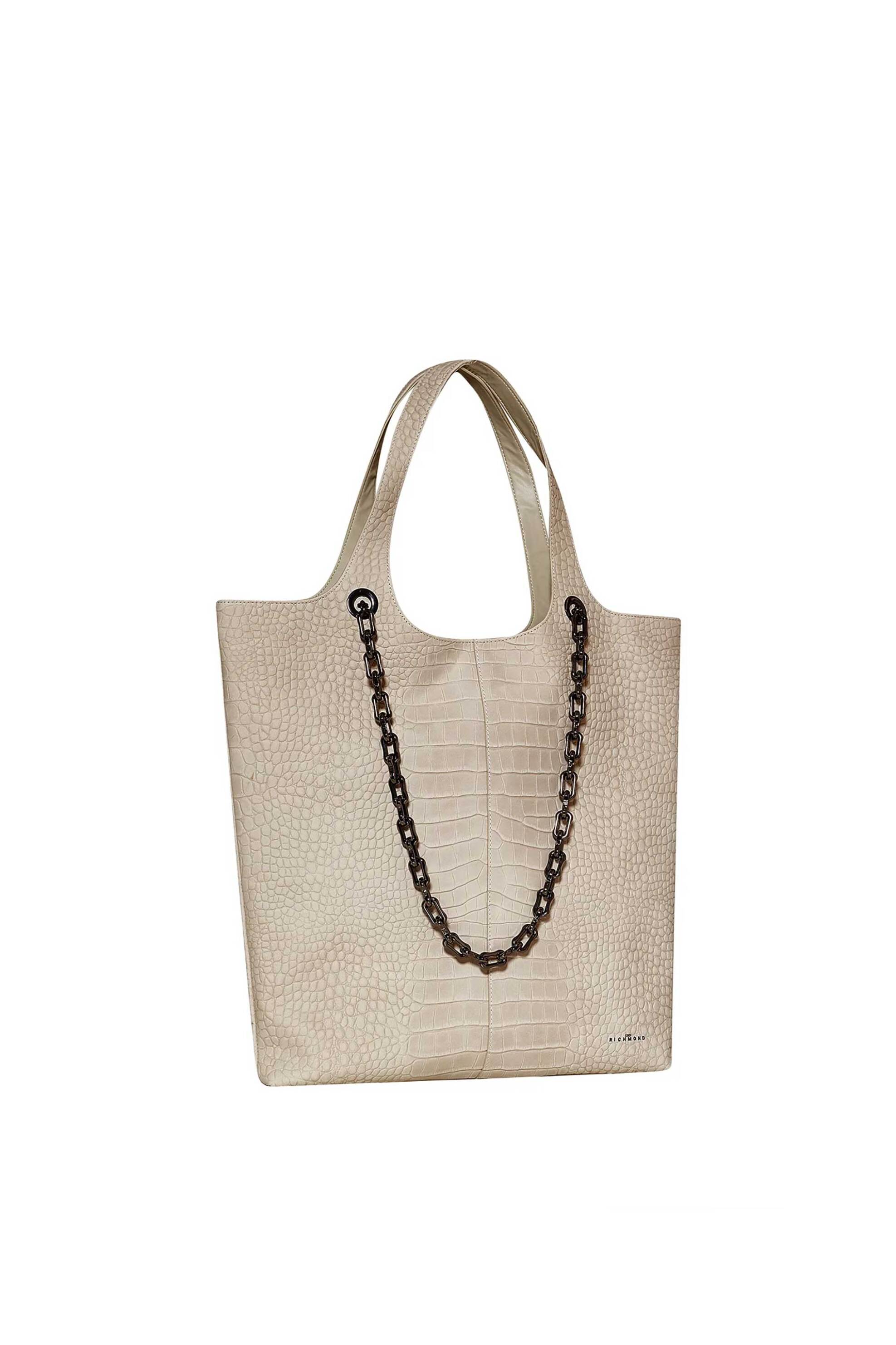 John Richmond γυναικεία δερμάτινη τσάντα tote με croco pattern και διακοσμητική αλυσίδα 