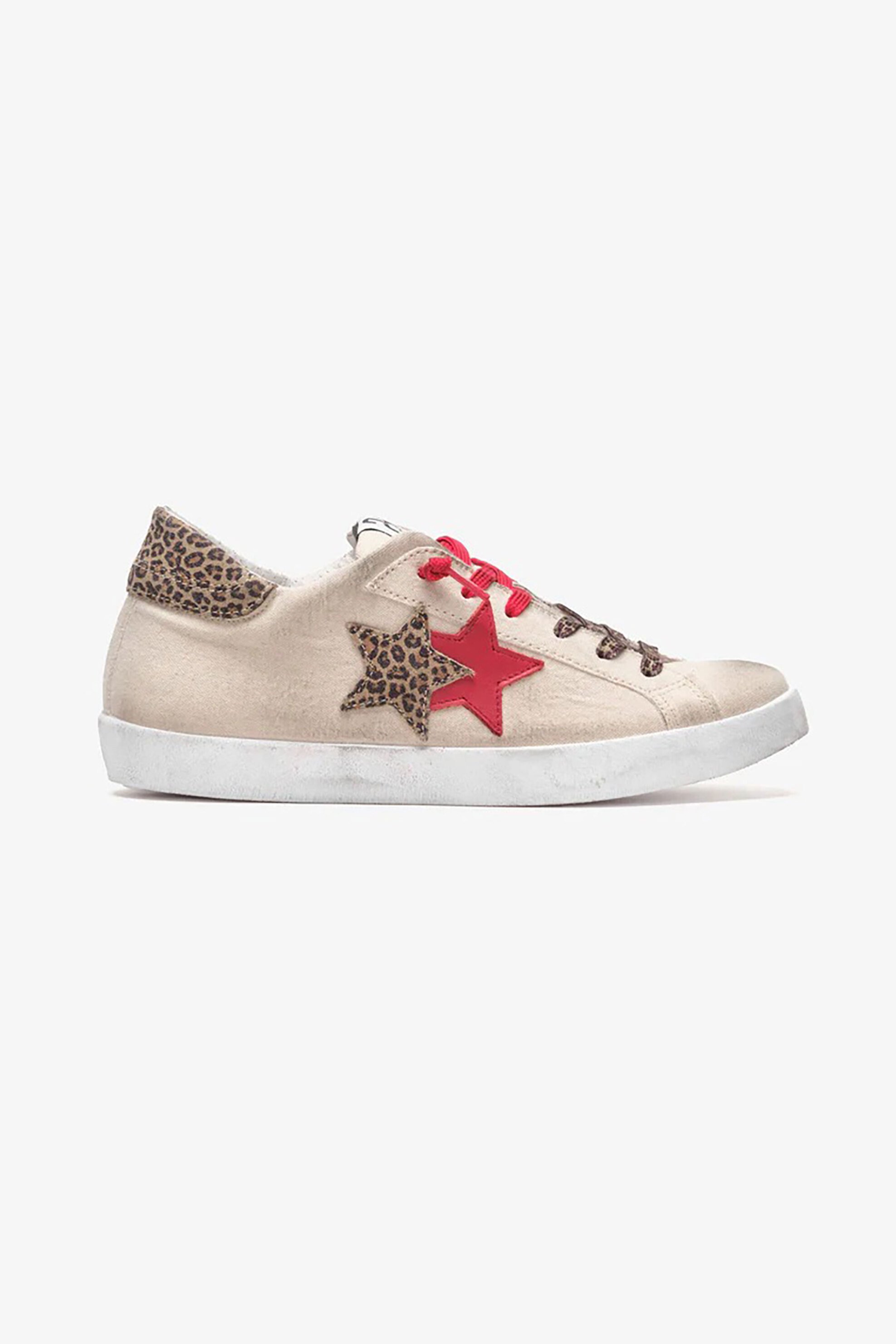 2 STAR 2 Star γυναικεία sneakers με leopard λεπτομέρειες "Prime Star" - 2S4602_407 Μπεζ