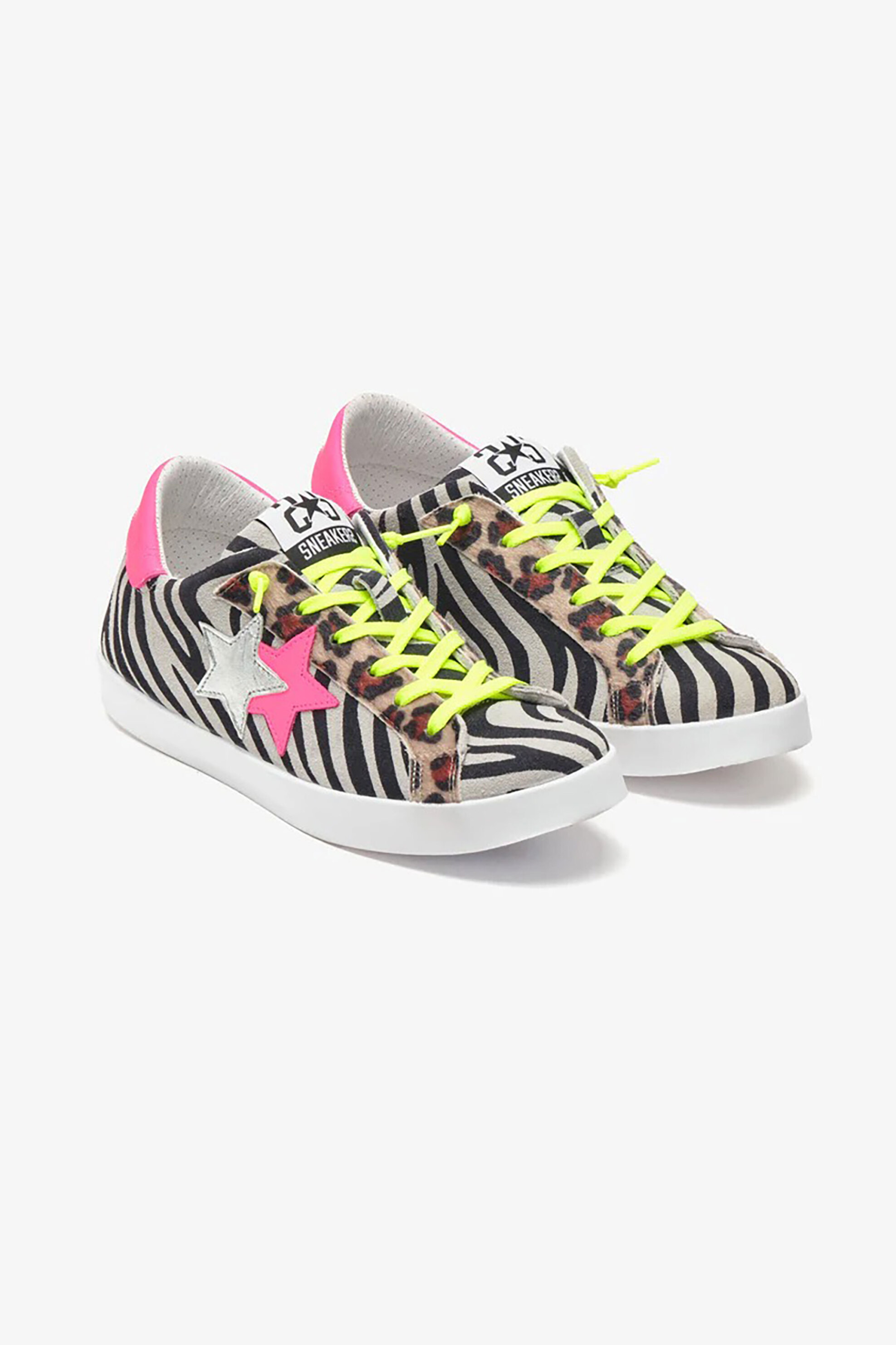 2 Star γυναικεία sneakers με zebra λεπτομέρειες "Prime Star" - 2S4608_410 Πολύχρωμο φωτογραφία