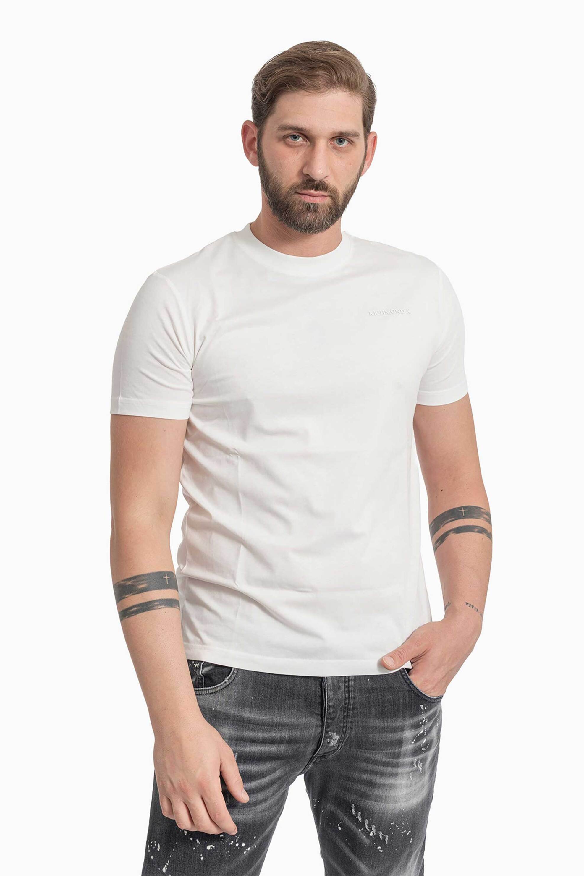 John Richmond ανδρικό T-shirt με λογότυπο "Sorim" - UMP26010TS Λευκό