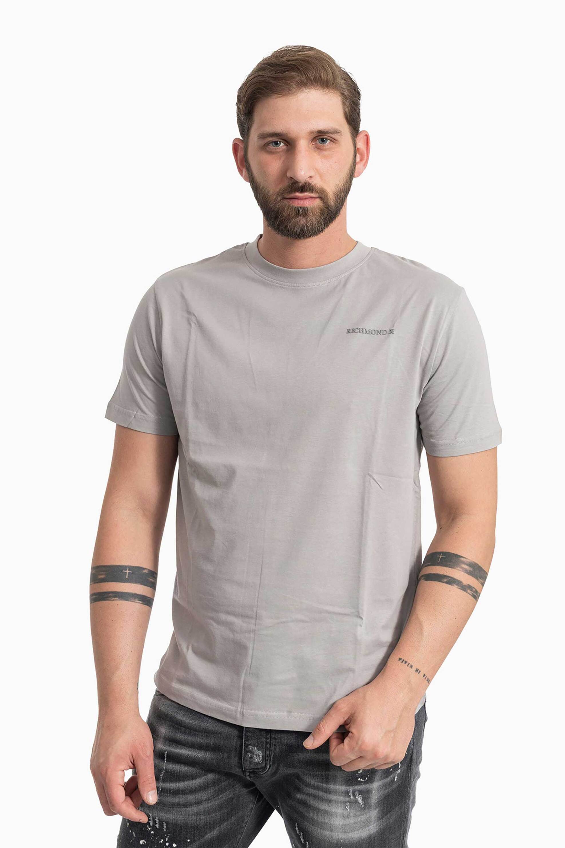 John Richmond ανδρικό T-shirt με λογότυπο "Sorim" - UMP26010TS Γκρι Ανοιχτό