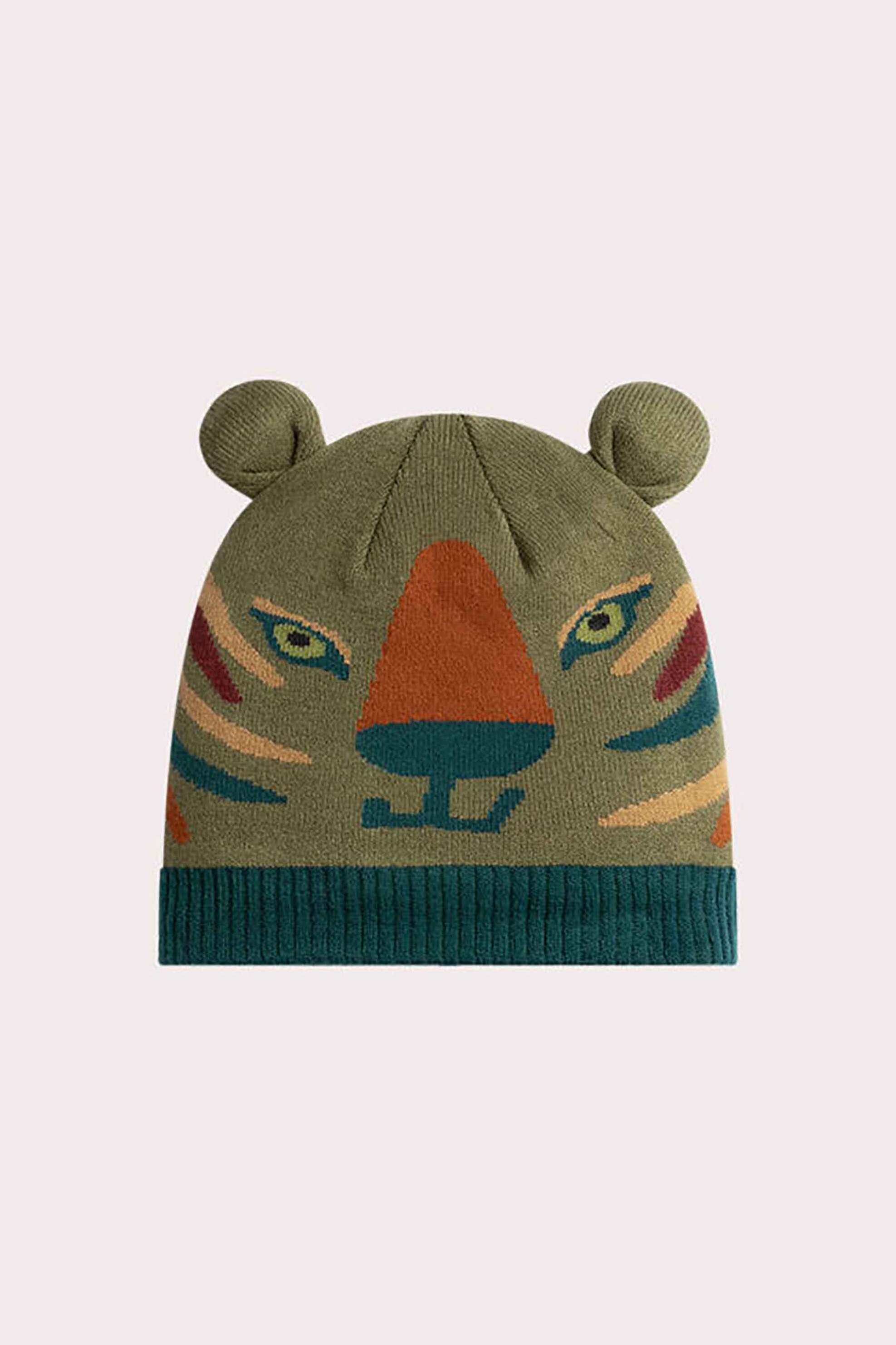 DPAM Dpam παιδικός σκούφος με αυτάκια "Green Tiger" - 351840 Λαδί