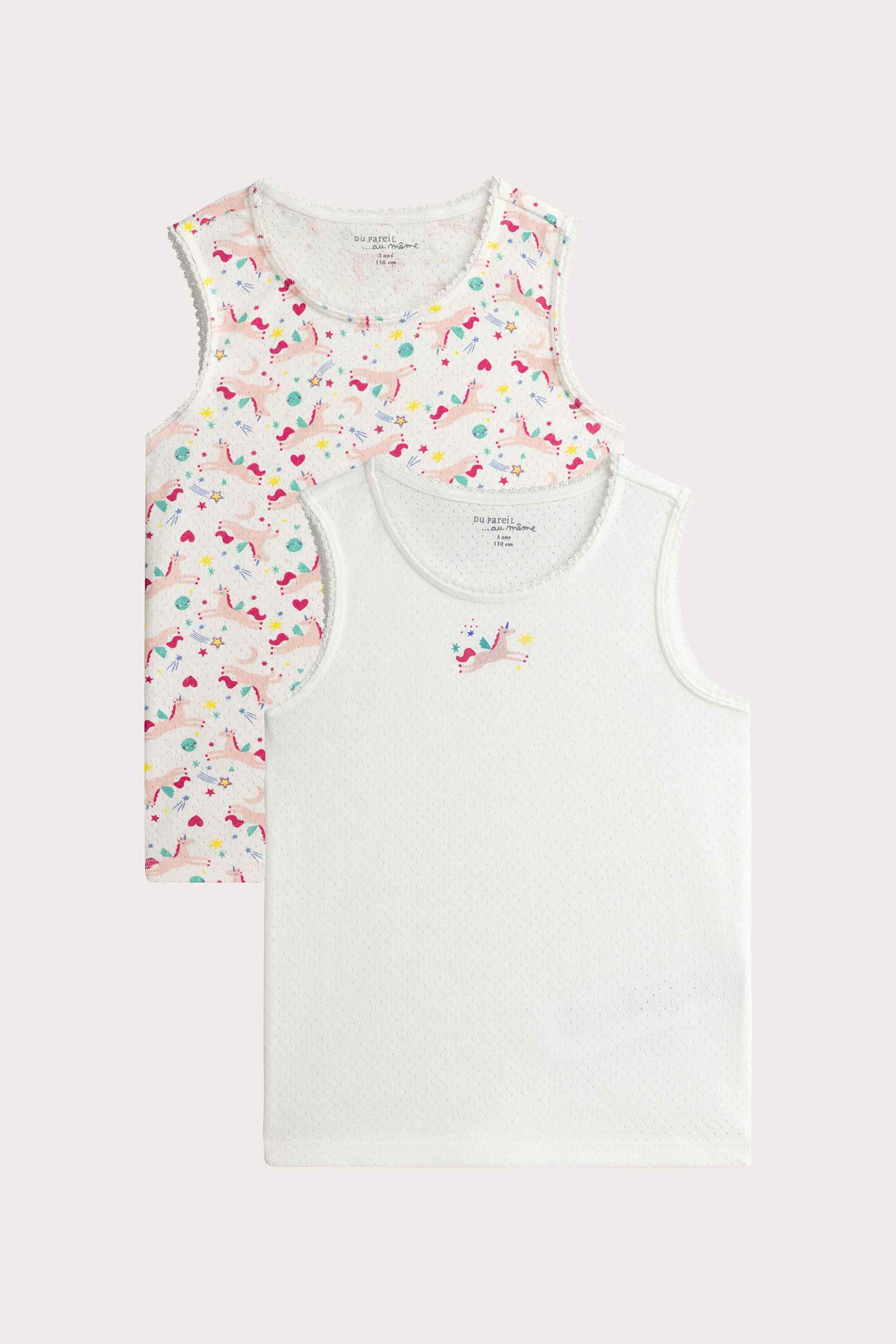 DPAM DPAM σετ παιδικά φανελάκια αμάνικα "Pink Unicorn" - 352621 Λευκό