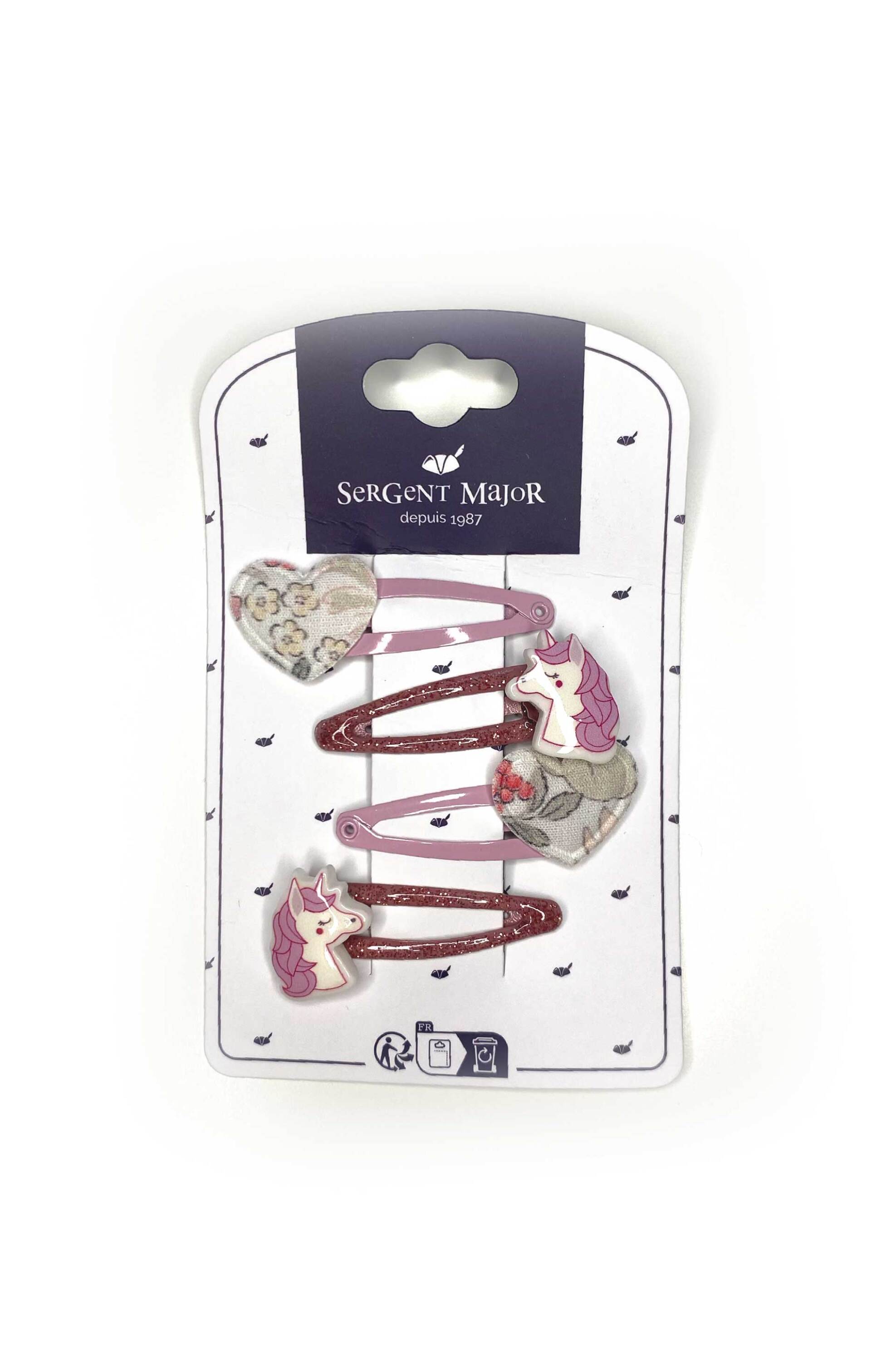 DPAM σετ παιδικά κοκκαλάκια μαλλιών "Floral Unicorns" (4 τεμάχια) - 355331 Ροζ