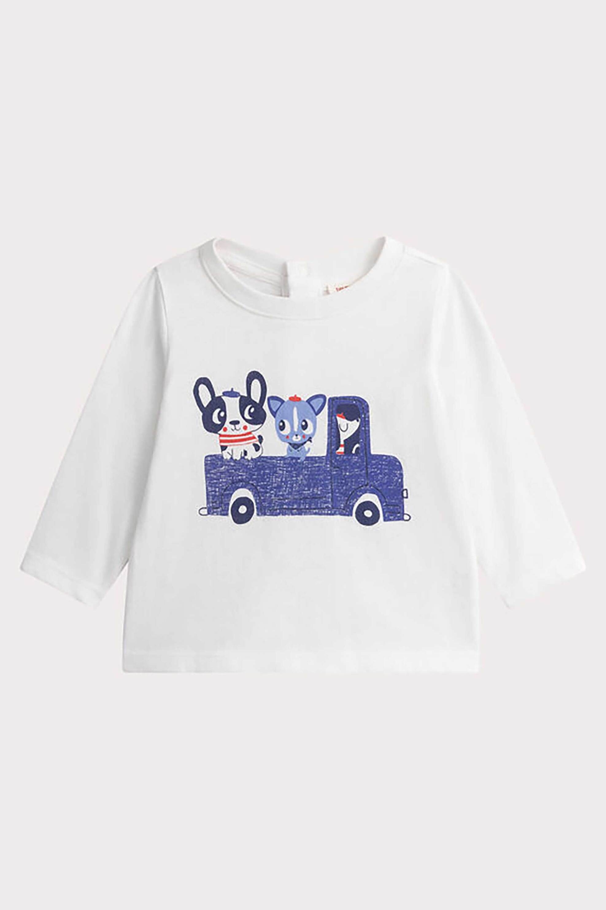 DPAM DPAM βρεφική μπλούζα για αγόρια "Puppy Ride" - 356296 Λευκό