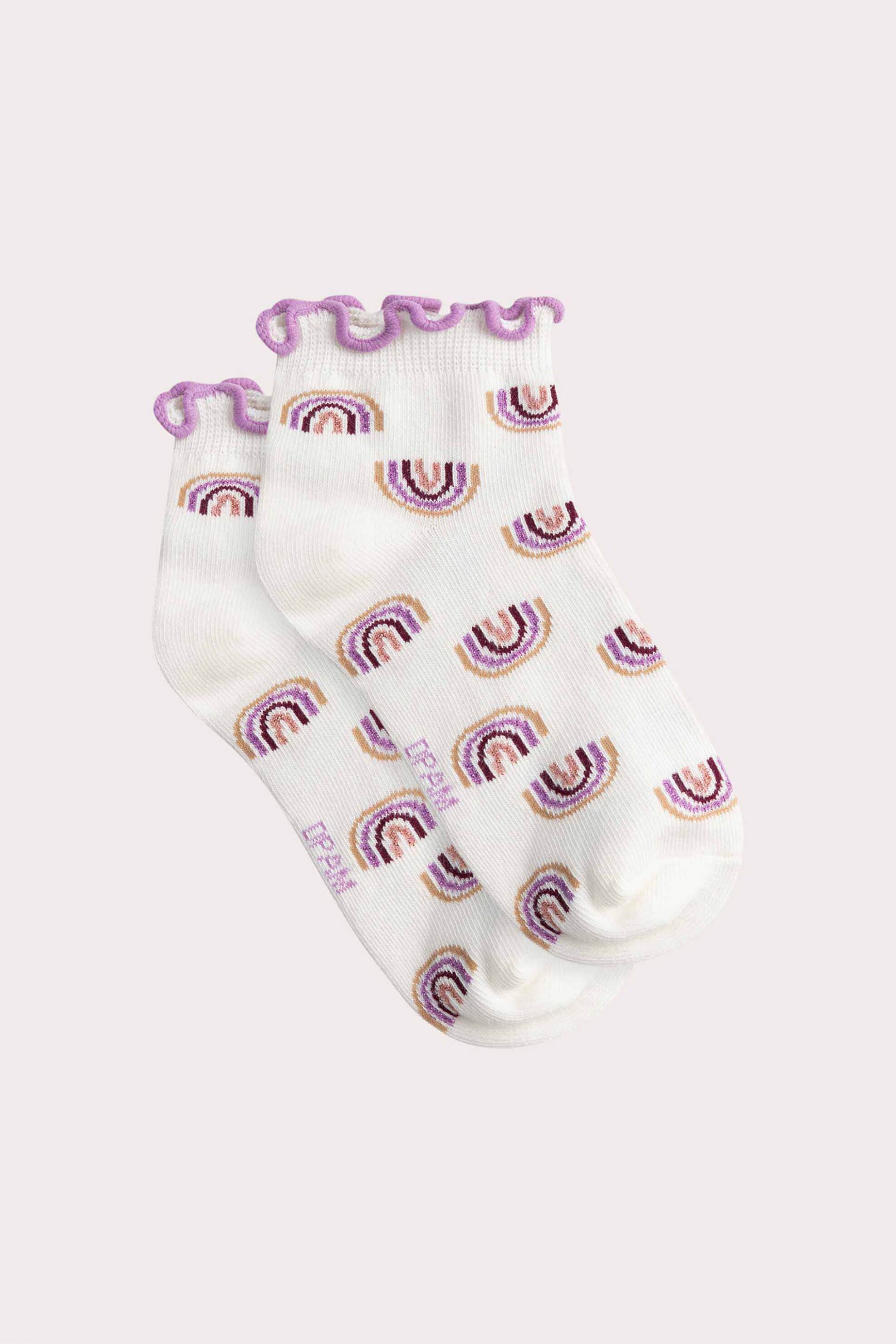 DPAM DPAM παιδικές κάλτσες για κορίτσια "Purple Rainbows" - 356139 Λευκό