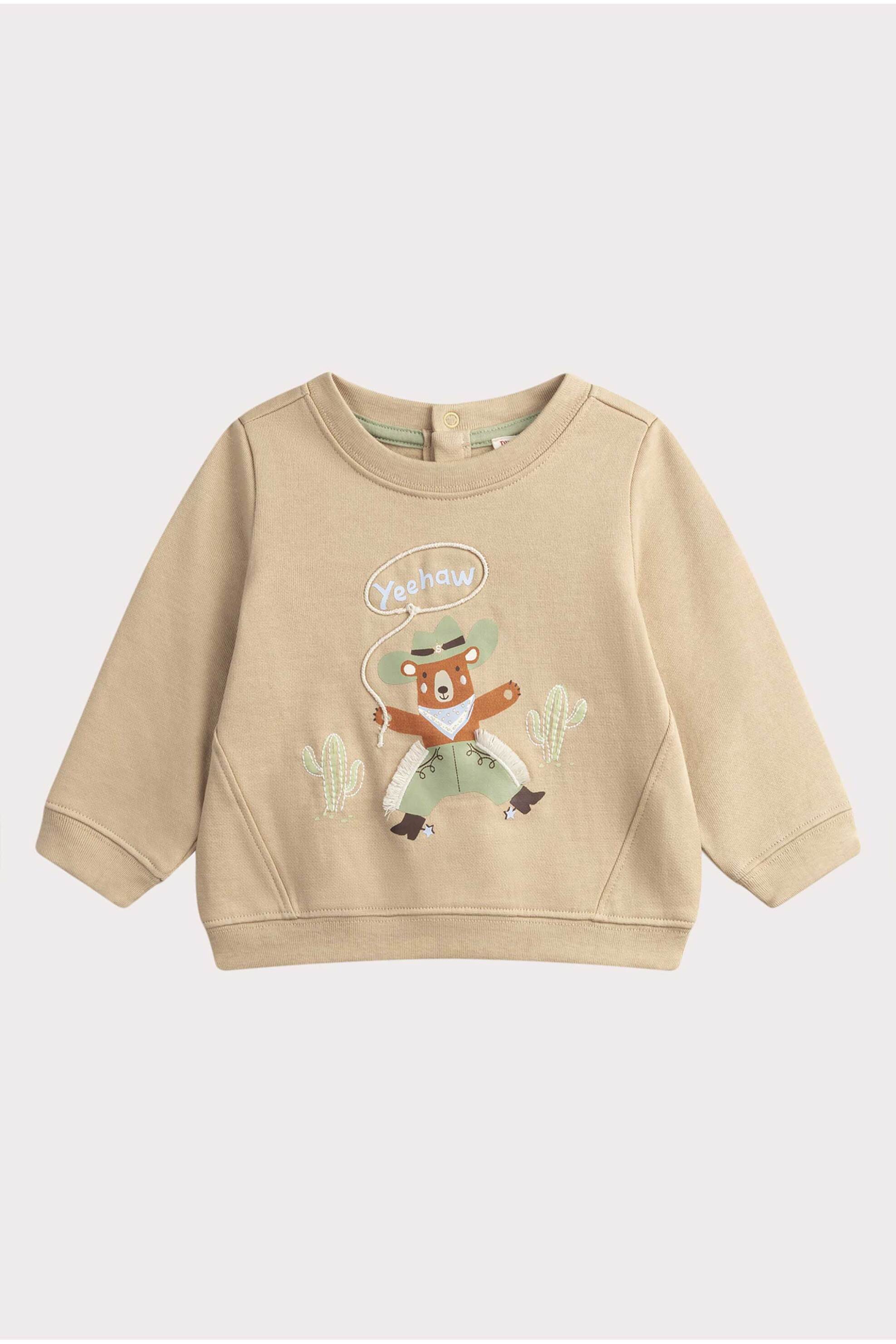 DPAM βρεφική μπλούζα φούτερ για αγόρια "Yeehaw Bear" - 356409 Μπεζ φωτογραφία
