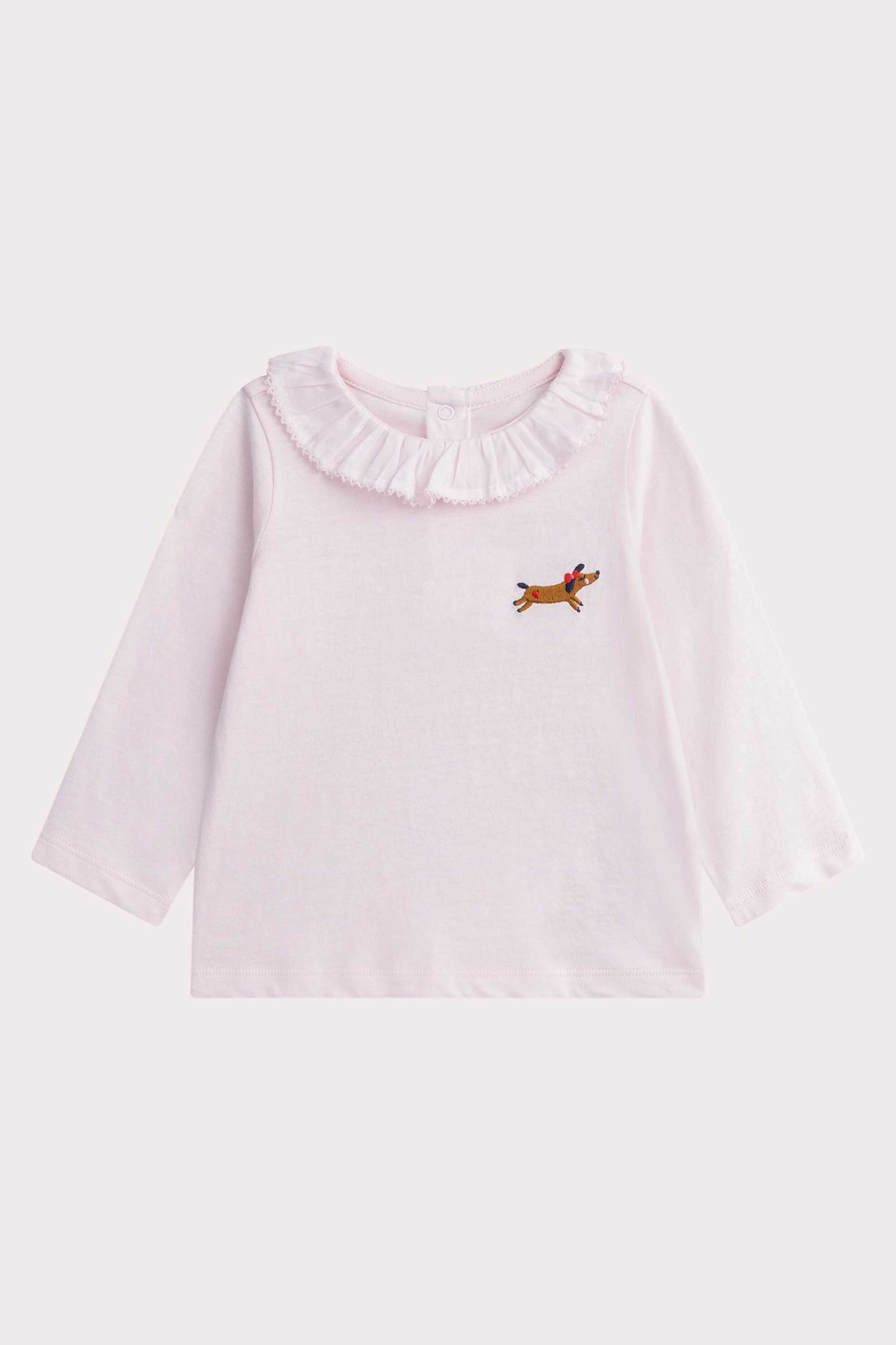 DPAM DPAM βρεφική μπλούζα για κορίτσια "Soft Pink Puppy" - 356255 Ροζ