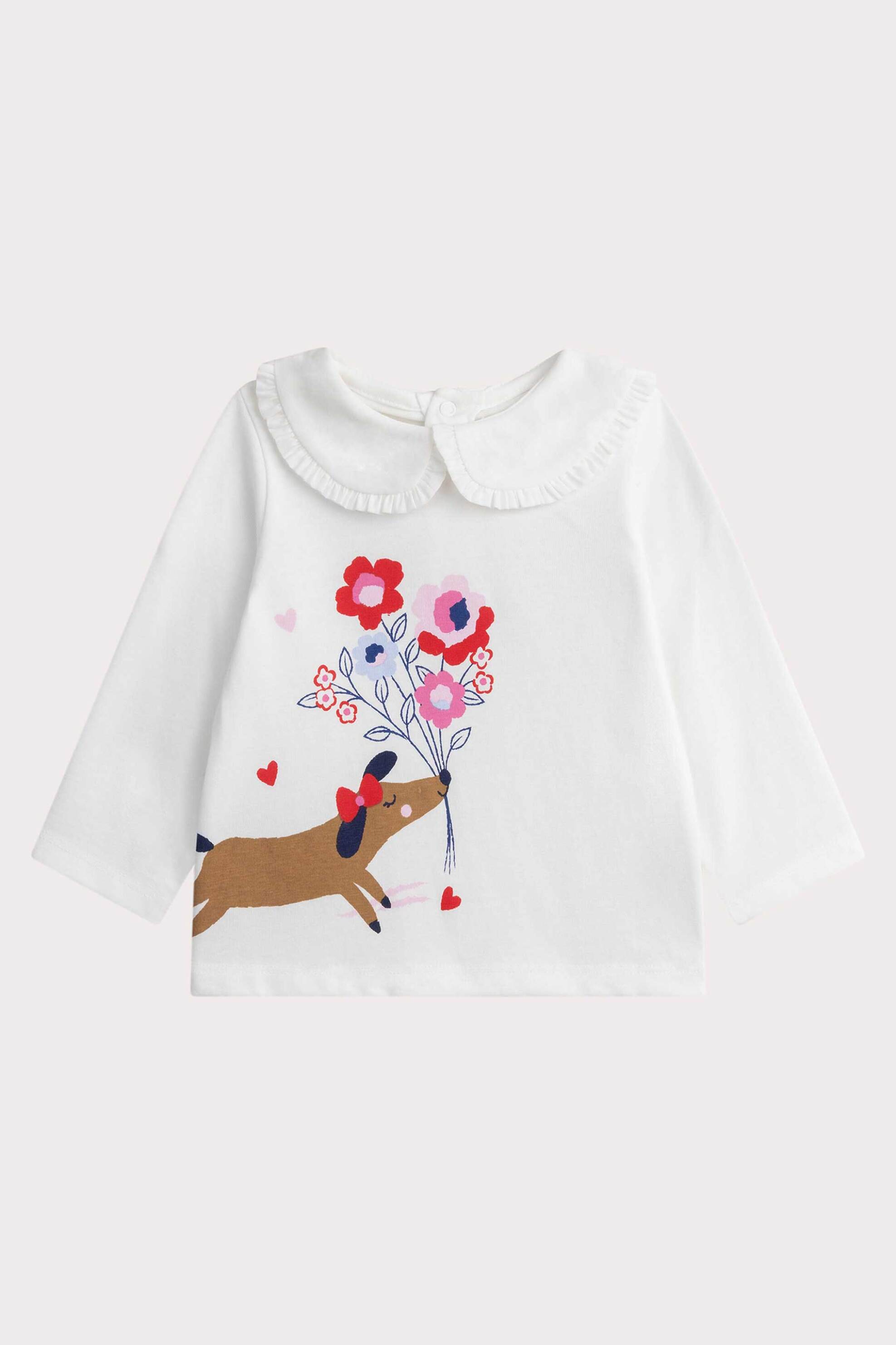 DPAM DPAM παιδική μπλούζα για κορίτσια "Lovely Puppy" - 357497 Λευκό