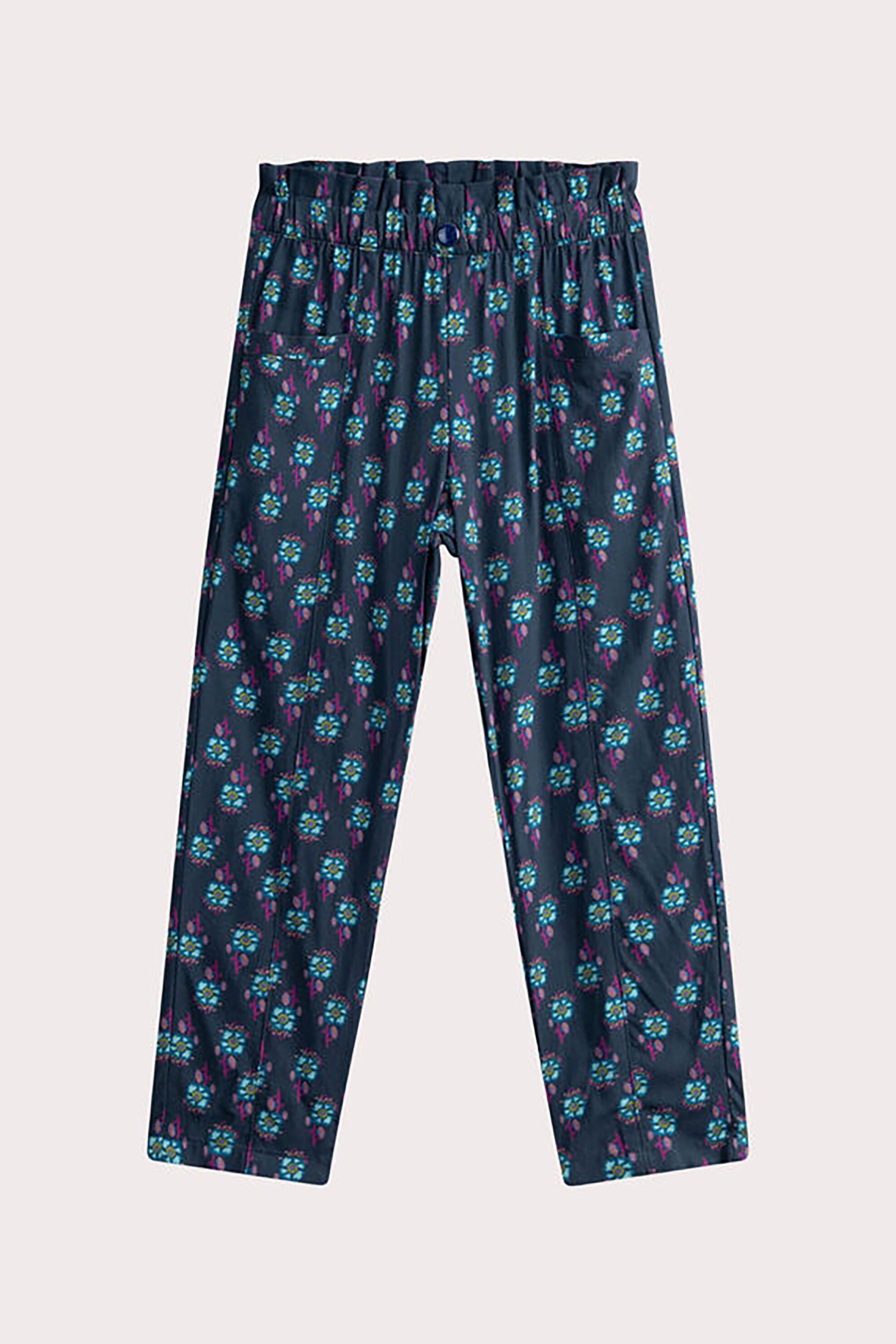 DPAM DPAM παιδικό παντελόνι για κορίτσια με floral print - 358576 Μπλε Σκούρο