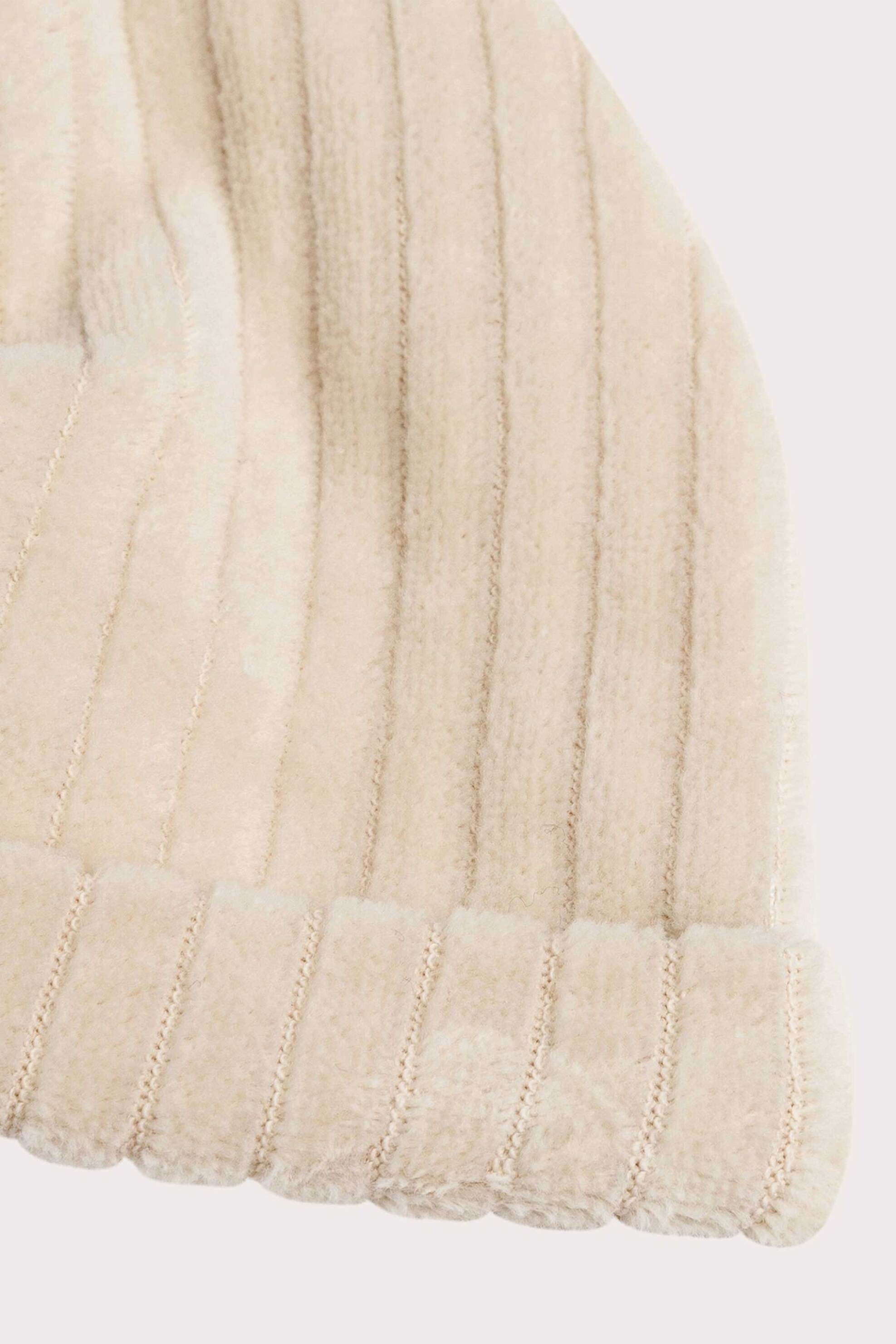 DPAM βρεφικός σκούφος ribbed με βελούδινη υφή - 356444 Εκρού φωτογραφία