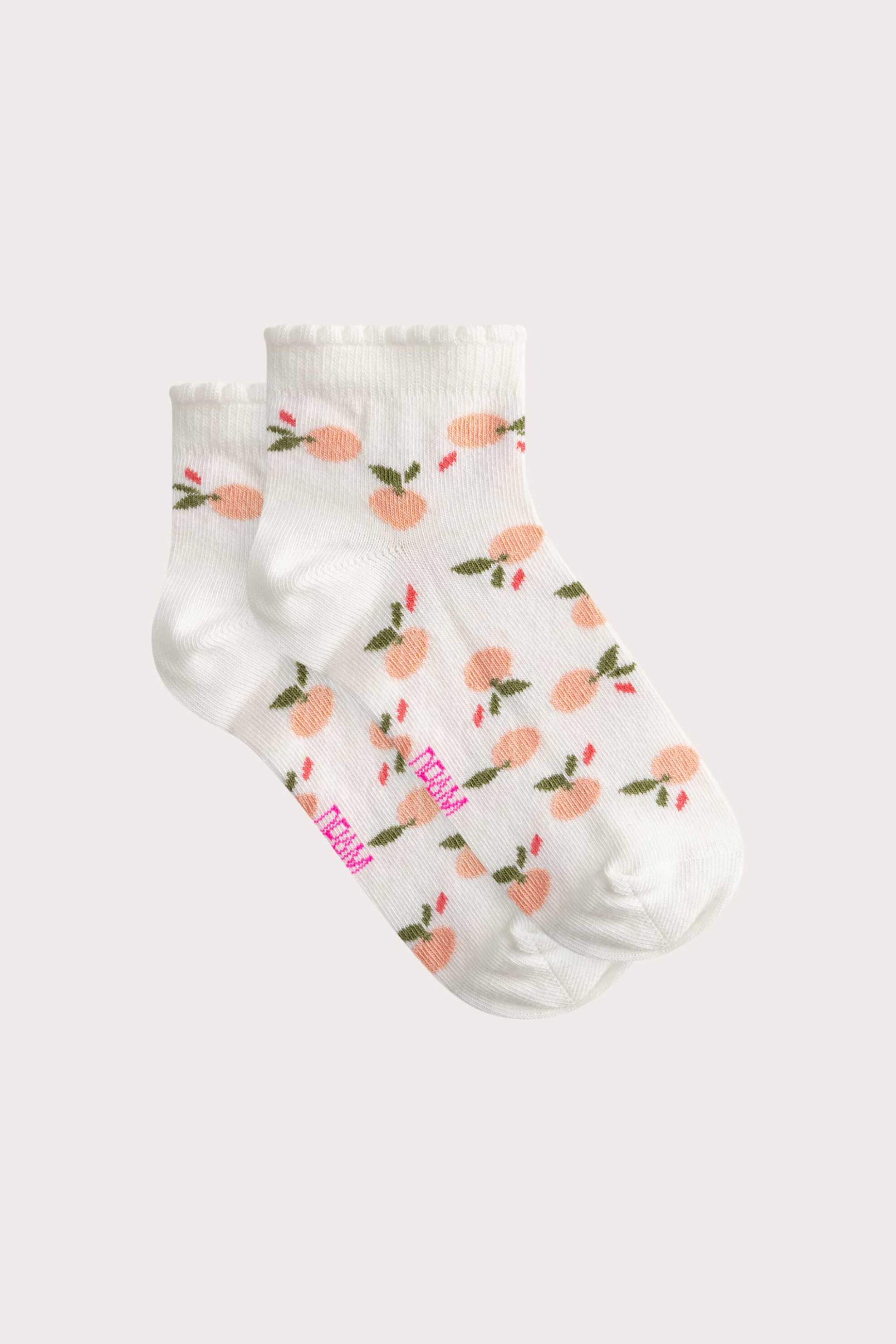 DPAM DPAM παιδικές κάλτσες για κορίτσια "Peach Print" - 358954 Λευκό