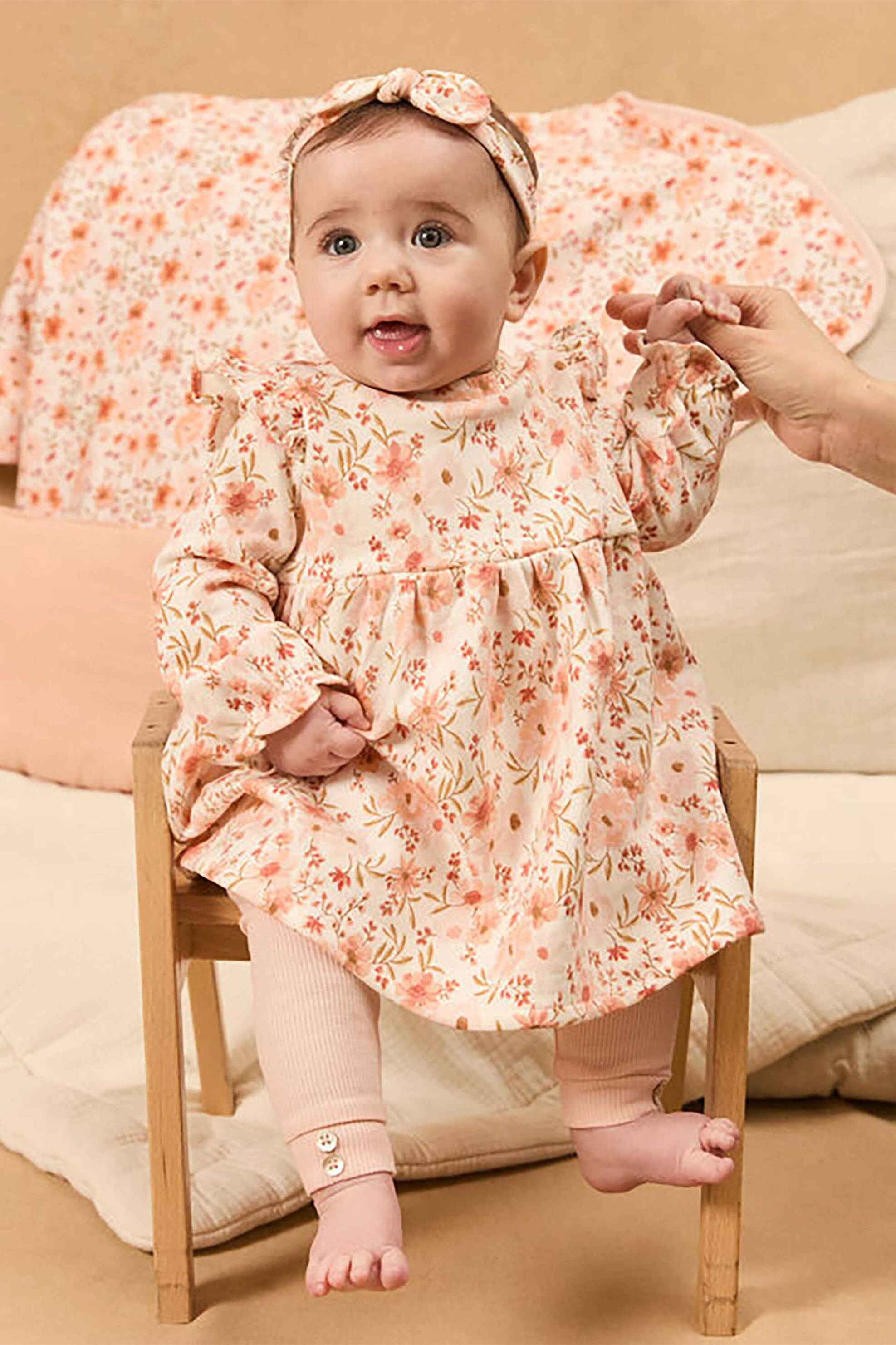 DPAM DPAM σετ βρεφικό φόρεμα, παντελόνι και κορδέλα μαλλιών με floral print (3 τεμάχια) - 364944 Ροζ Ανοιχτό