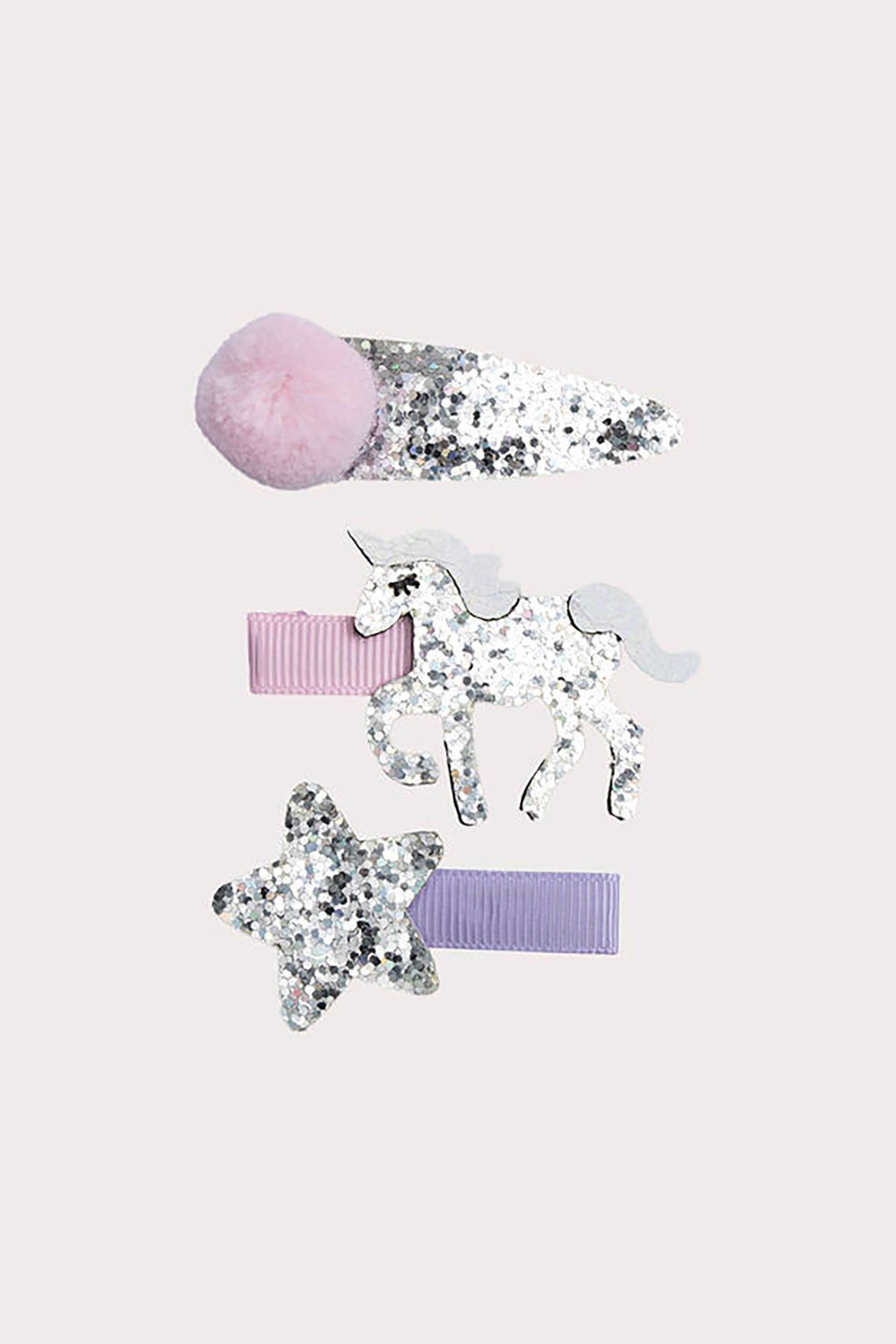 DPAM σετ παιδικά κοκαλάκια μαλλιών σε διάφορα σχέδια και χρώματα (3 τεμάχια) - 364595 Ασημί