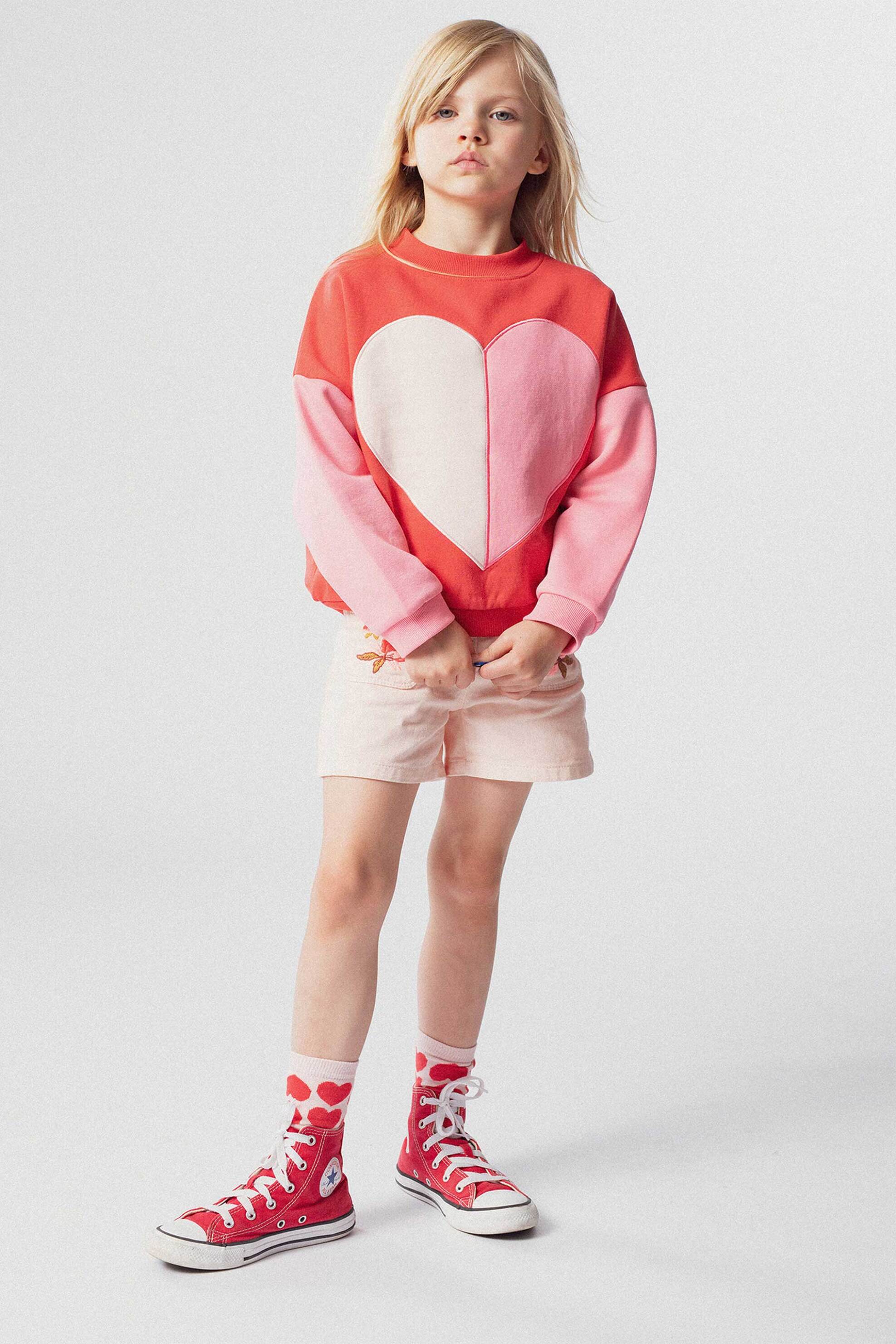 DPAM DPAM παιδικό σορτς για κορίτσια με κεντητά λουλούδια - 364419 Ροζ Ανοιχτό