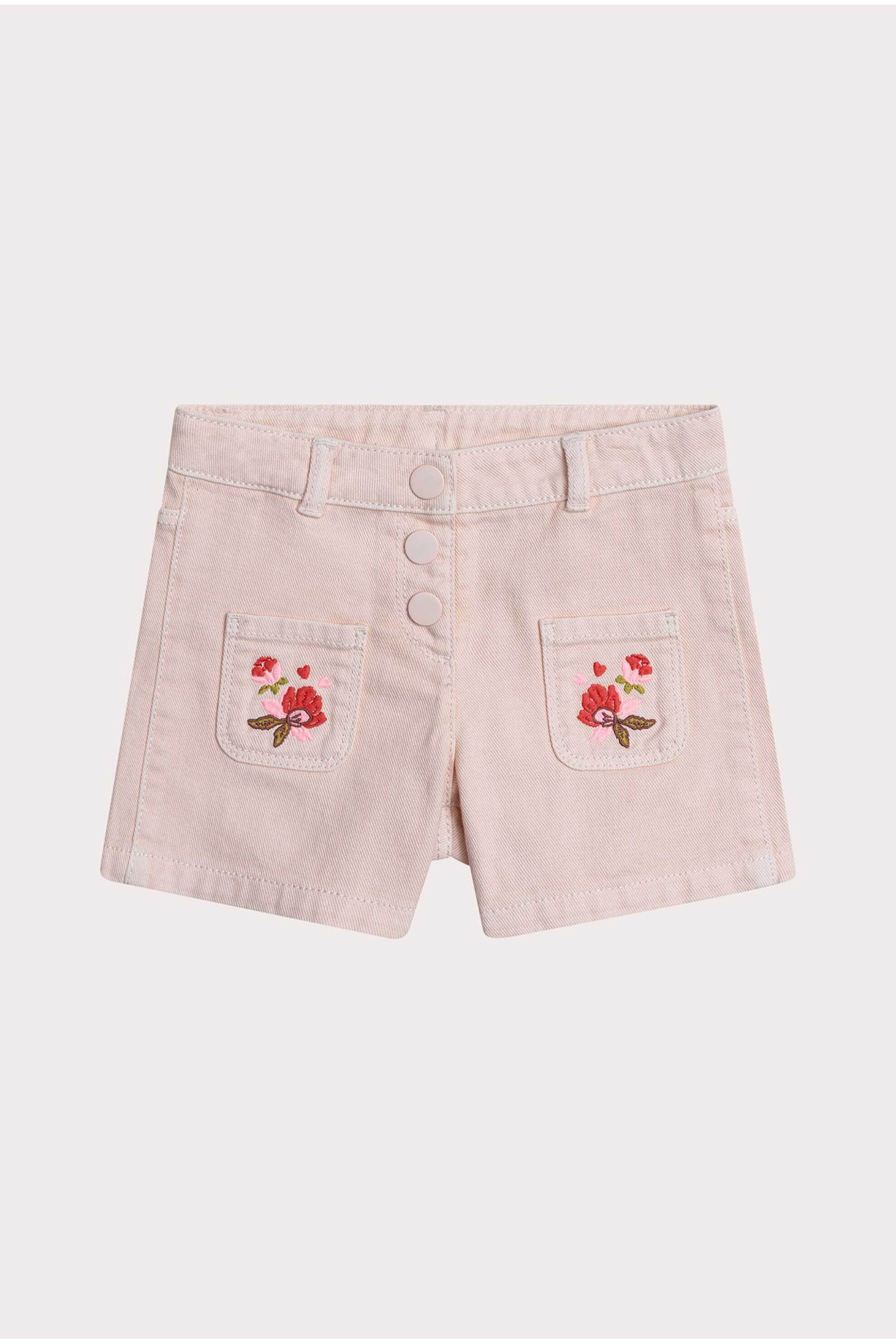 DPAM παιδικό σορτς για κορίτσια με κεντητά λουλούδια - 364419 Ροζ Ανοιχτό φωτογραφία