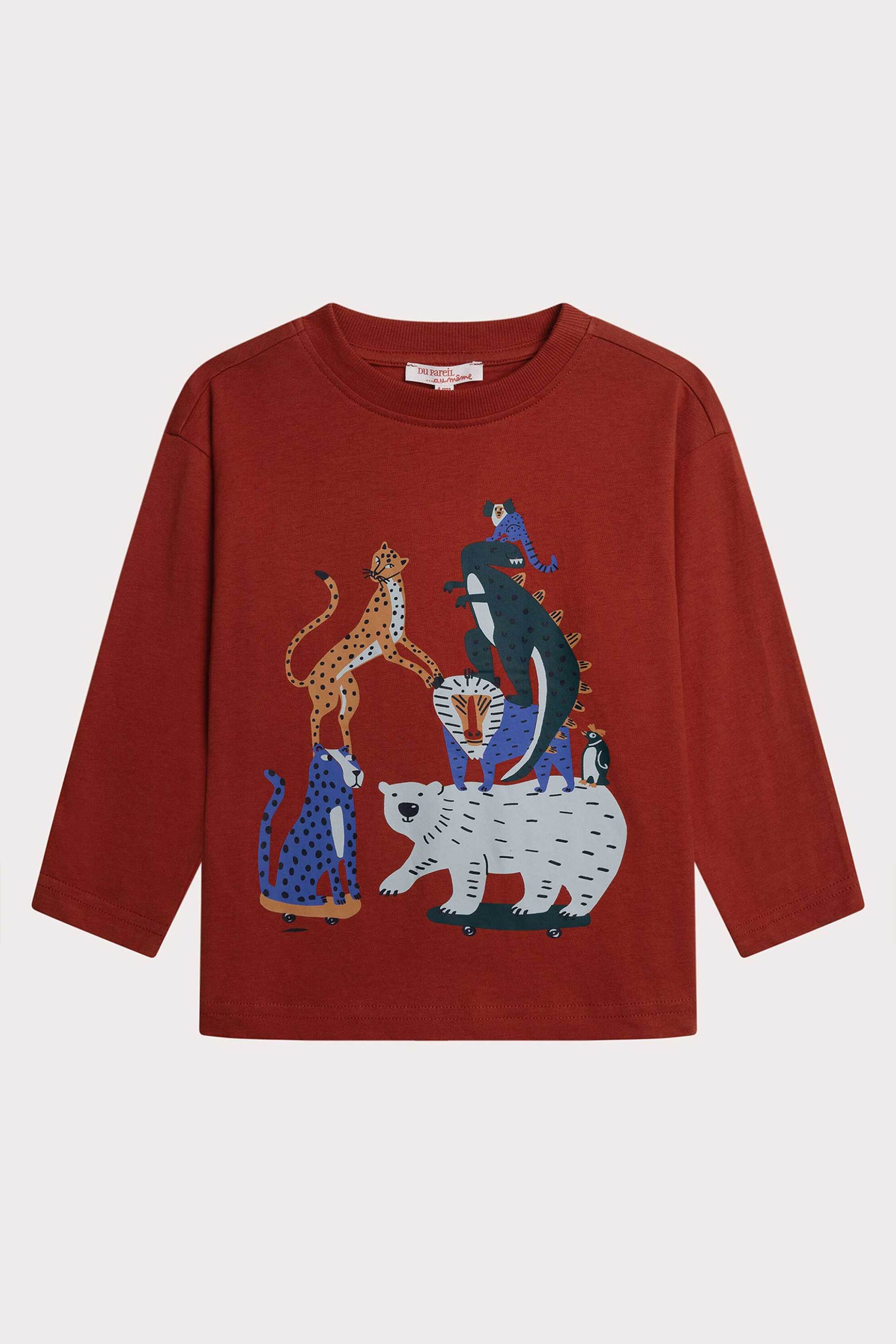 DPAM παιδική μακρυμάνικη μπλούζα για αγόρια με πολύχρωμο σχέδιο με ζωάκια - 364490 Κόκκινο φωτογραφία