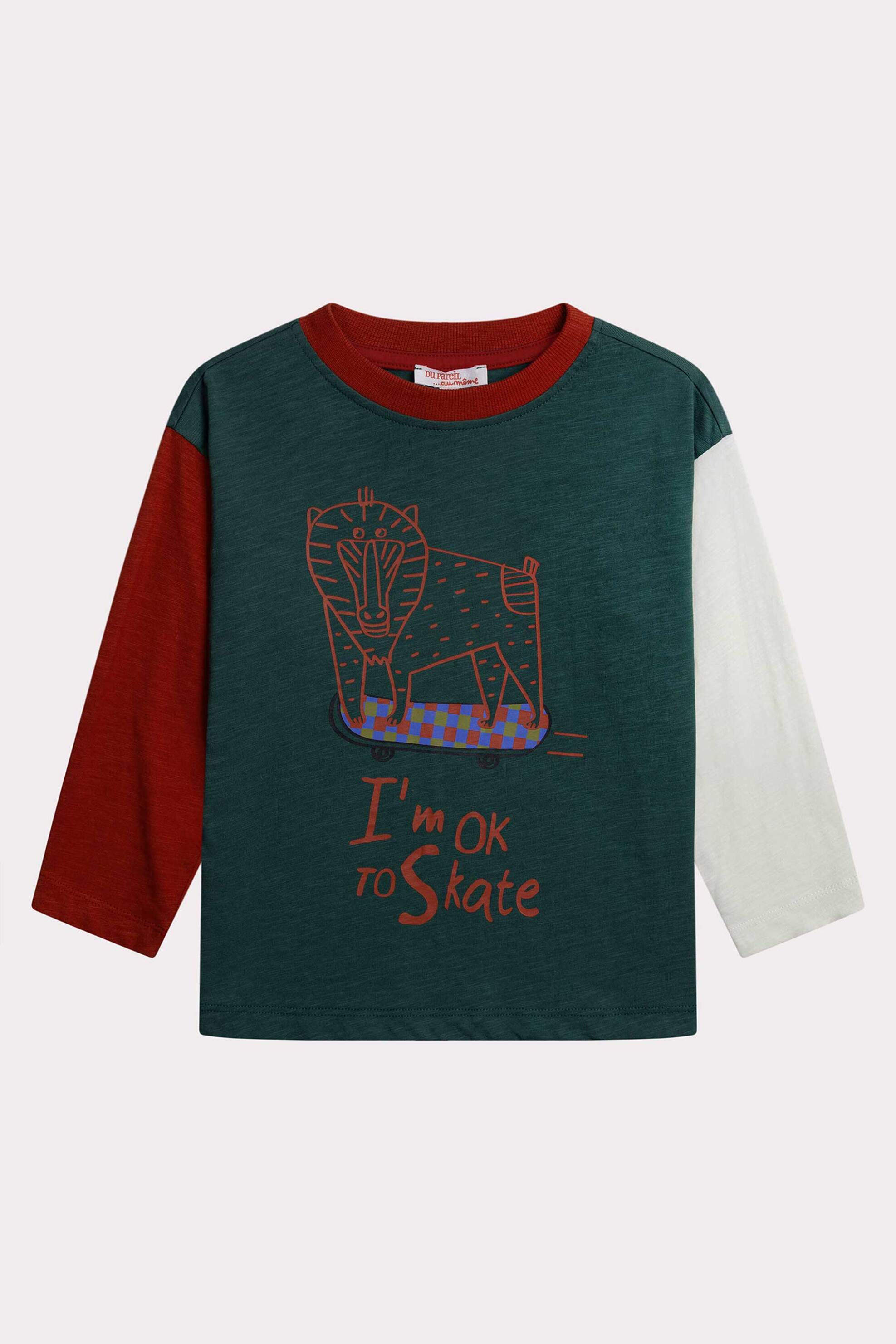 DPAM παιδική μακρυμάνικη μπλούζα με τριχρωμία και σχέδιο - 364493 Πράσινο Σκούρο