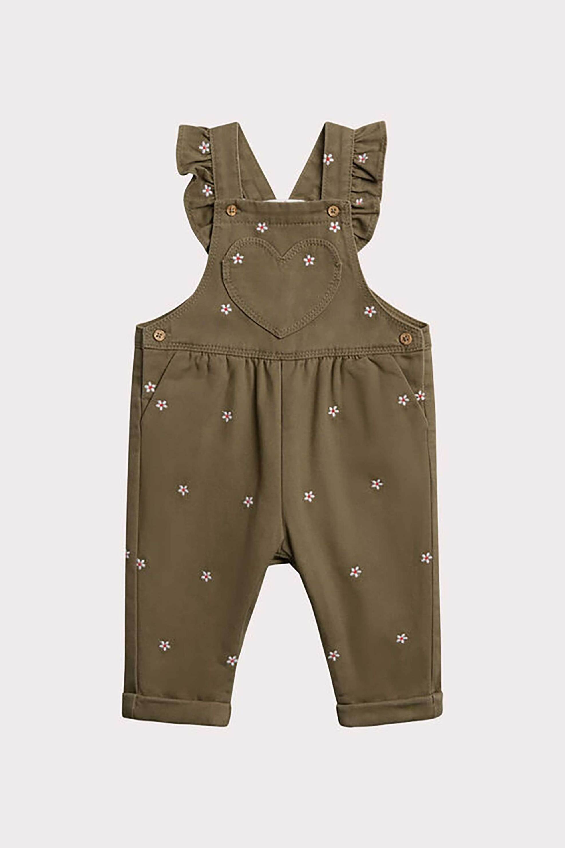 DPAM βρεφική σαλοπέτα για κορίτσια με κεντητά λουλουδάκια - 364504 Χακί φωτογραφία