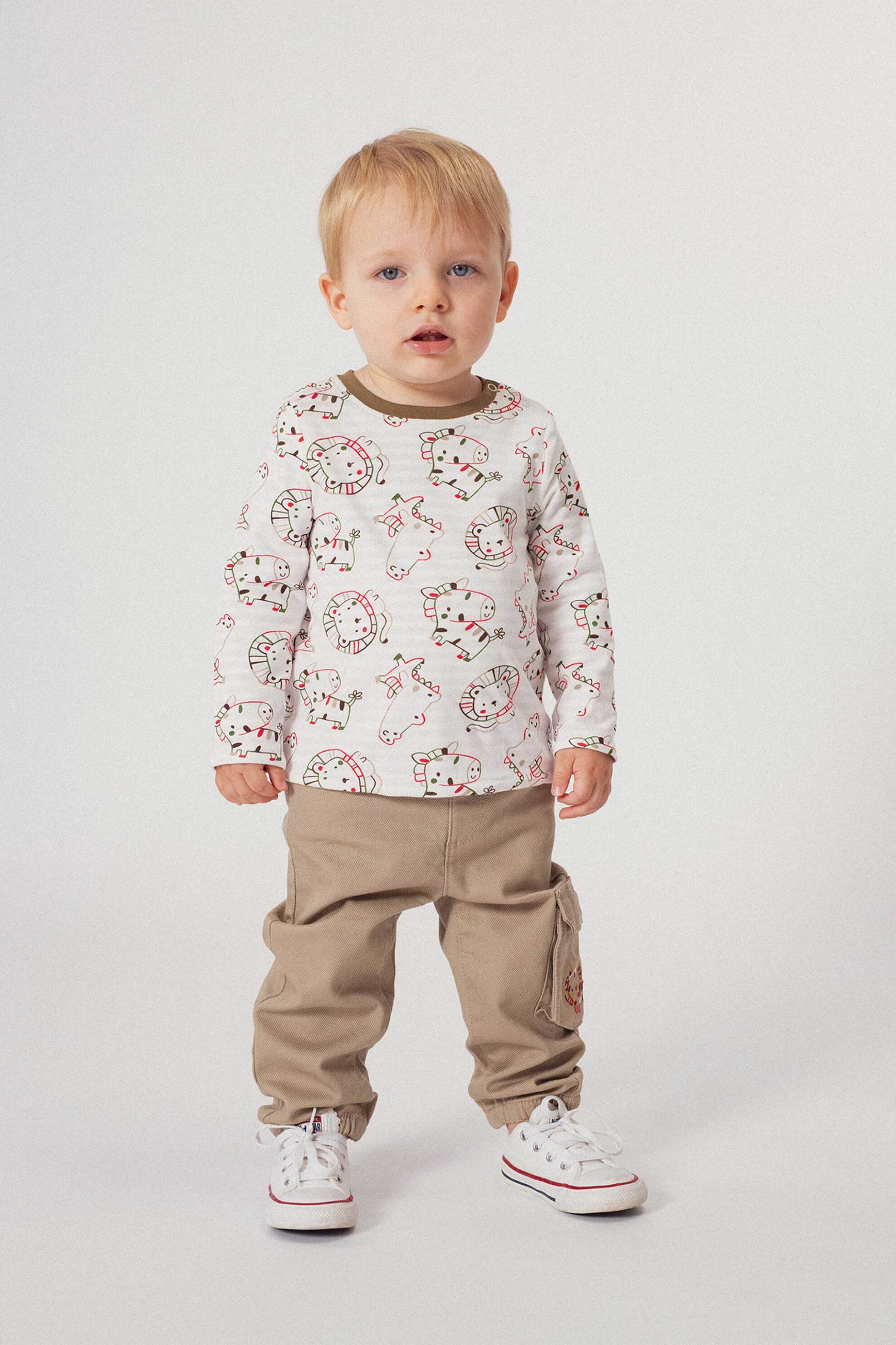 DPAM DPAM βρεφική μακρυμάνικη μπλούζα διπλής όψης με σχέδιο - 364580 Λευκό