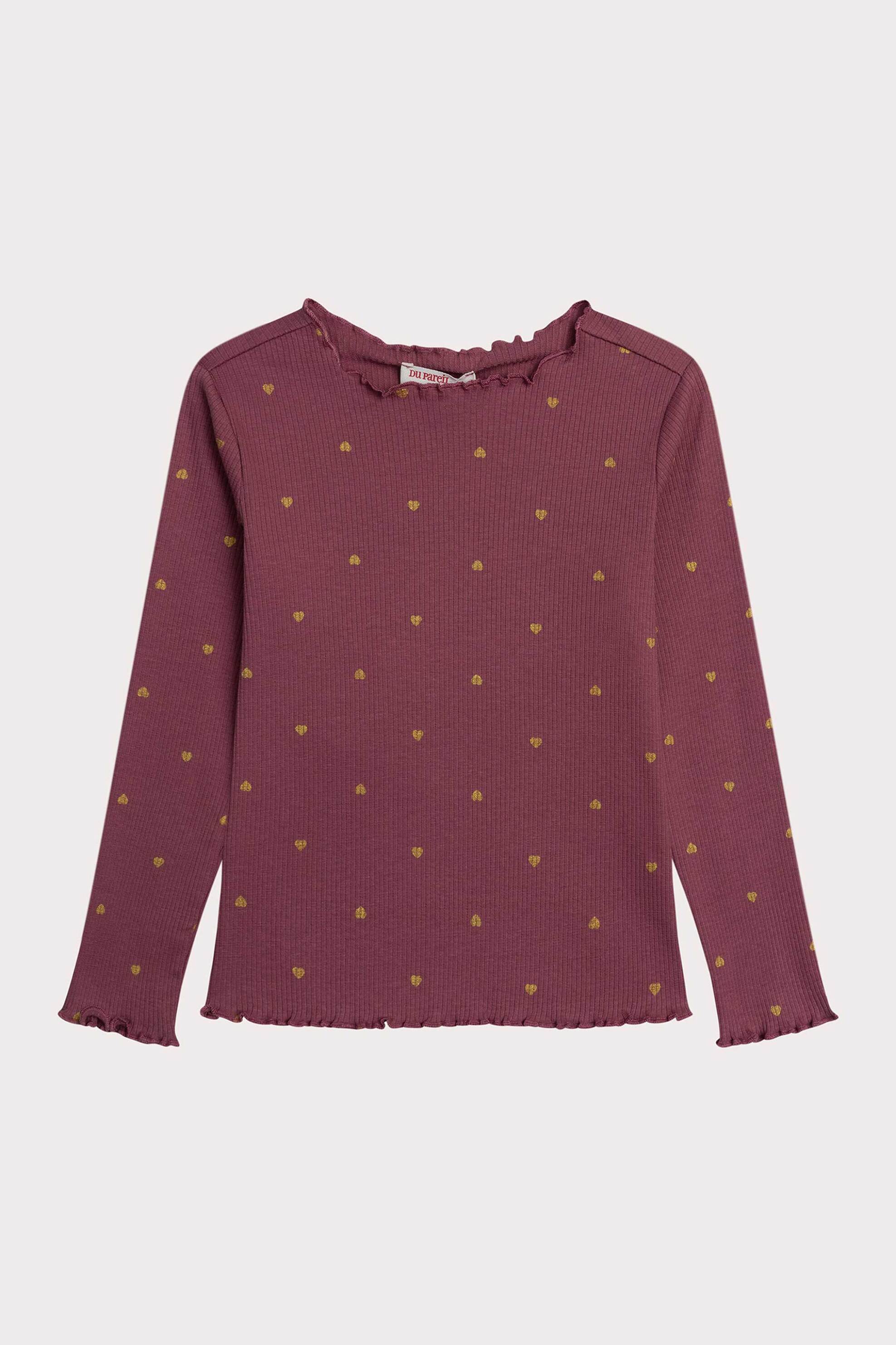 DPAM παιδική μακρυμάνικη μπλούζα ribbed με σχέδιο καρδούλες - 364644 Μπορντό