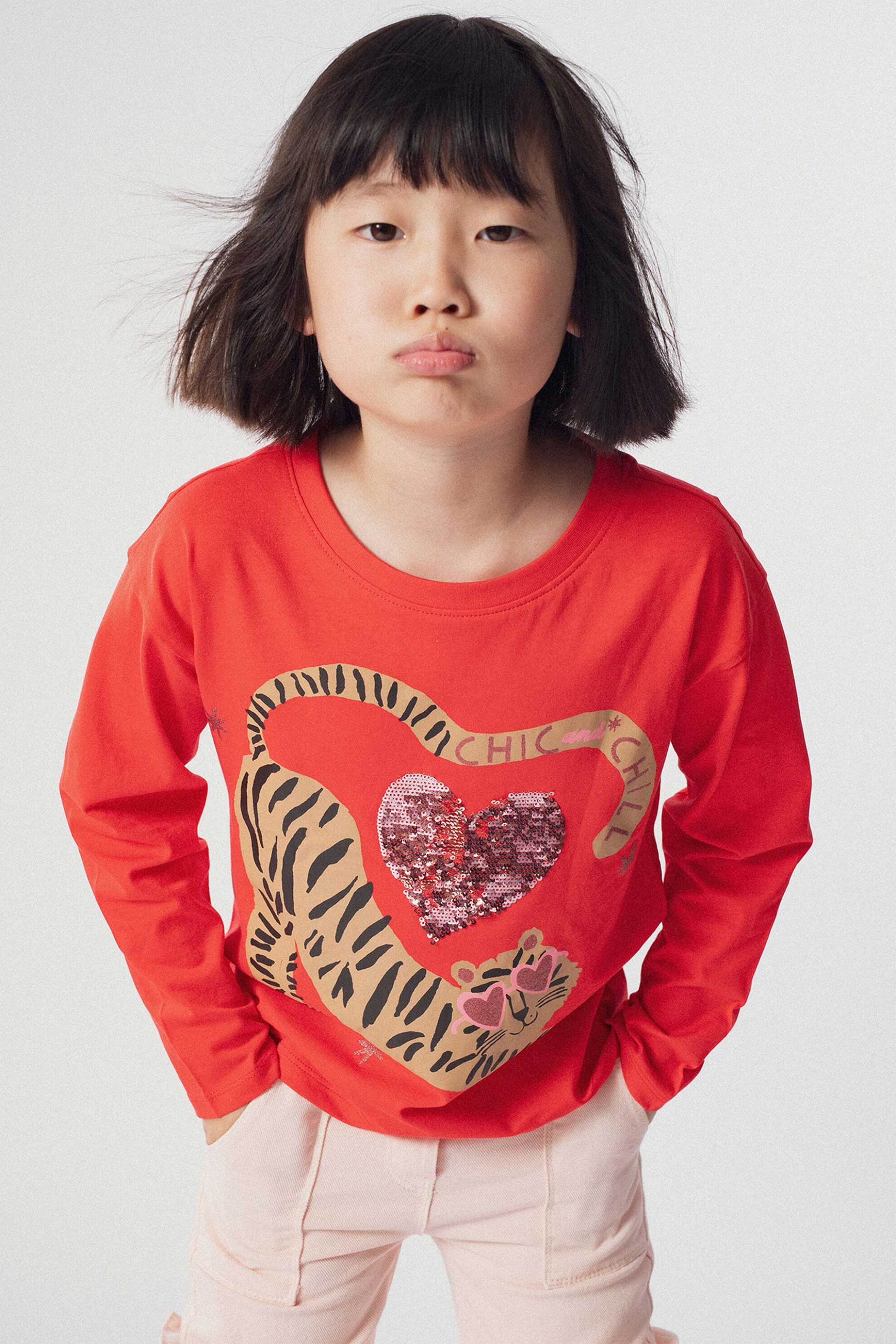 DPAM παιδική μακρυμάνικη μπλούζα με τύπωμα - 364435 Κόκκινο