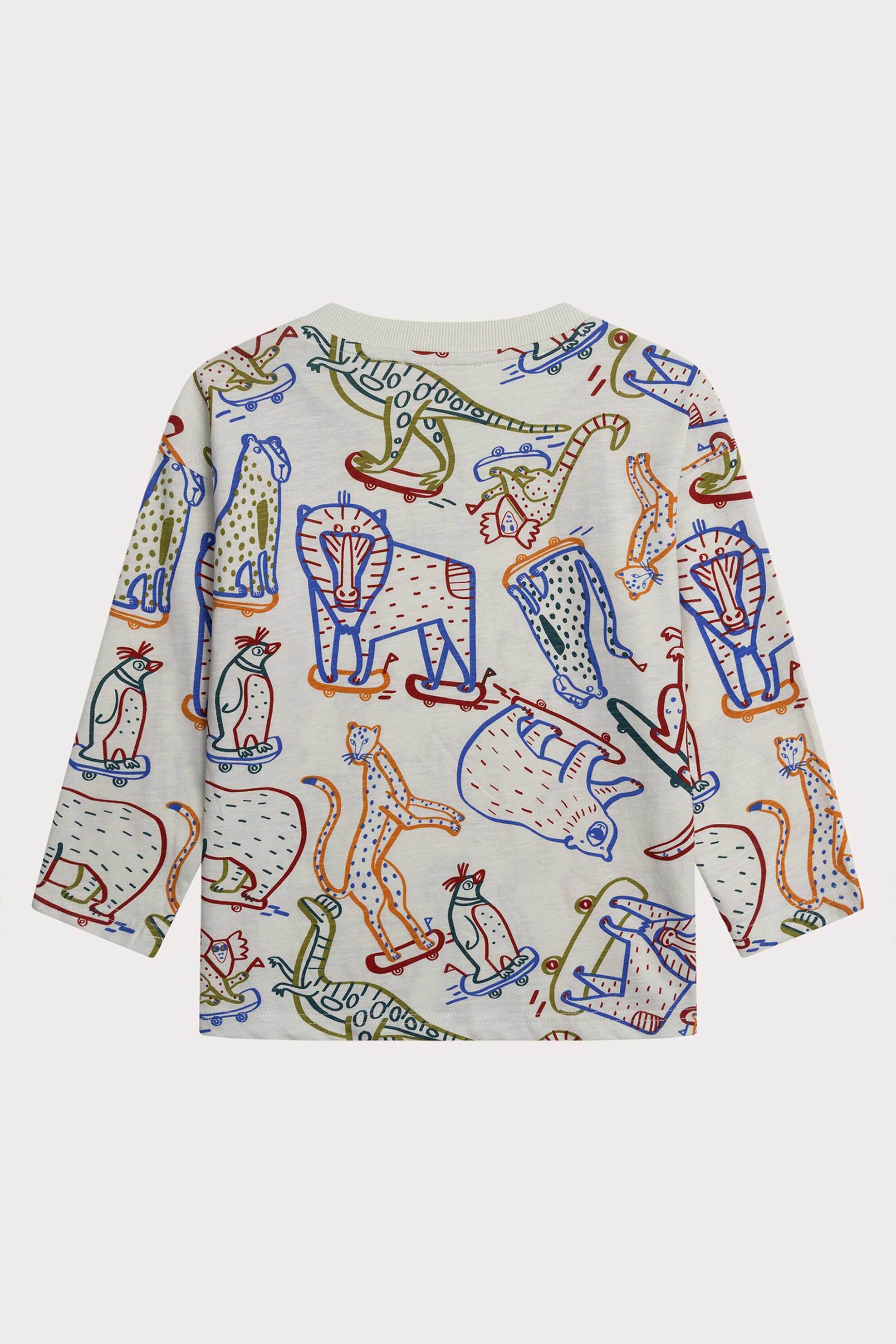 DPAM παιδική μακρυμάνικη μπλούζα με πολύχρωμο σχέδιο με ζωάκια - 364473 Λευκό φωτογραφία