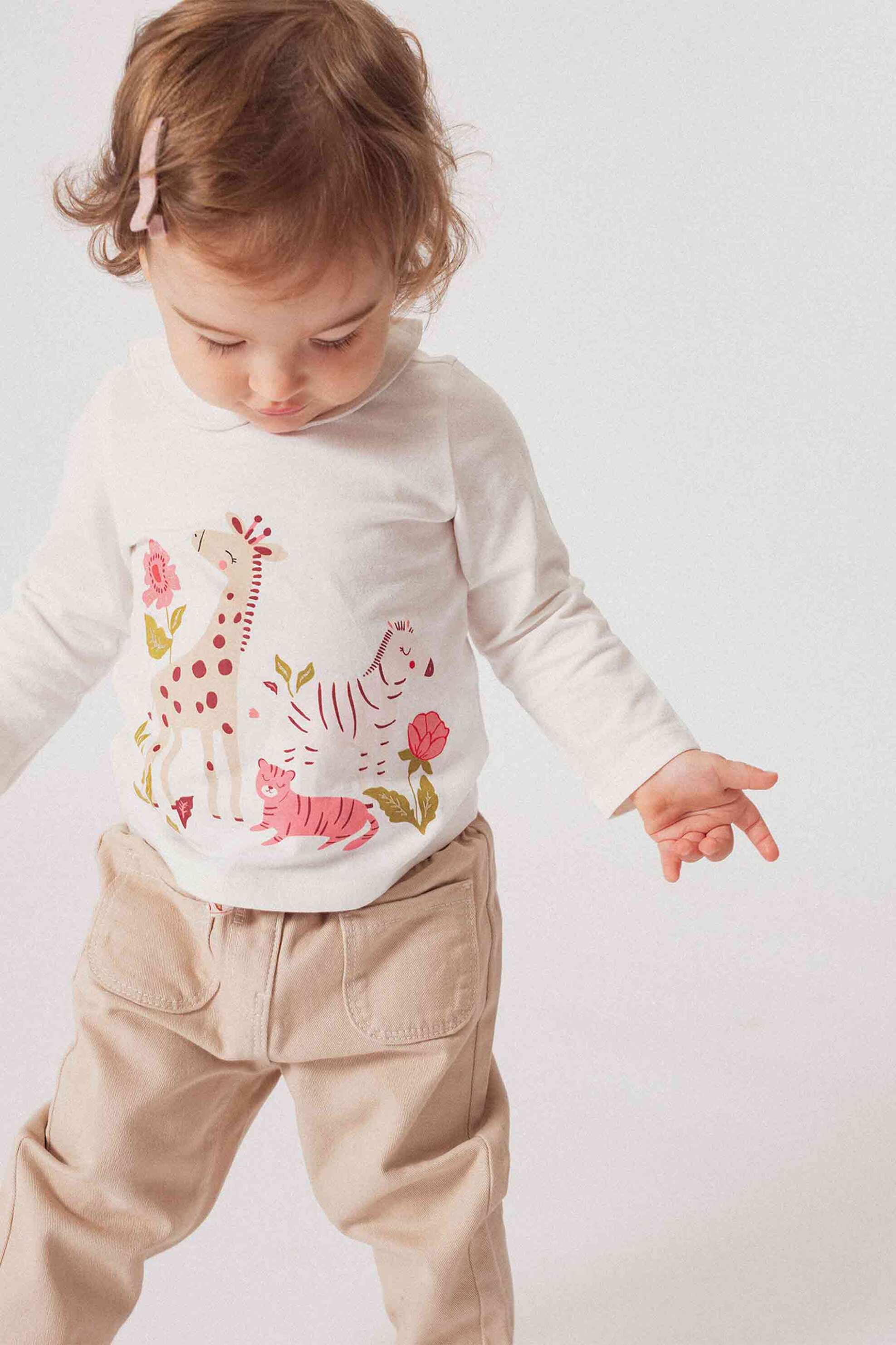DPAM DPAM βρεφική μακρυμάνικη μπλούζα με σχέδιο ζωάκια - 364500 Λευκό