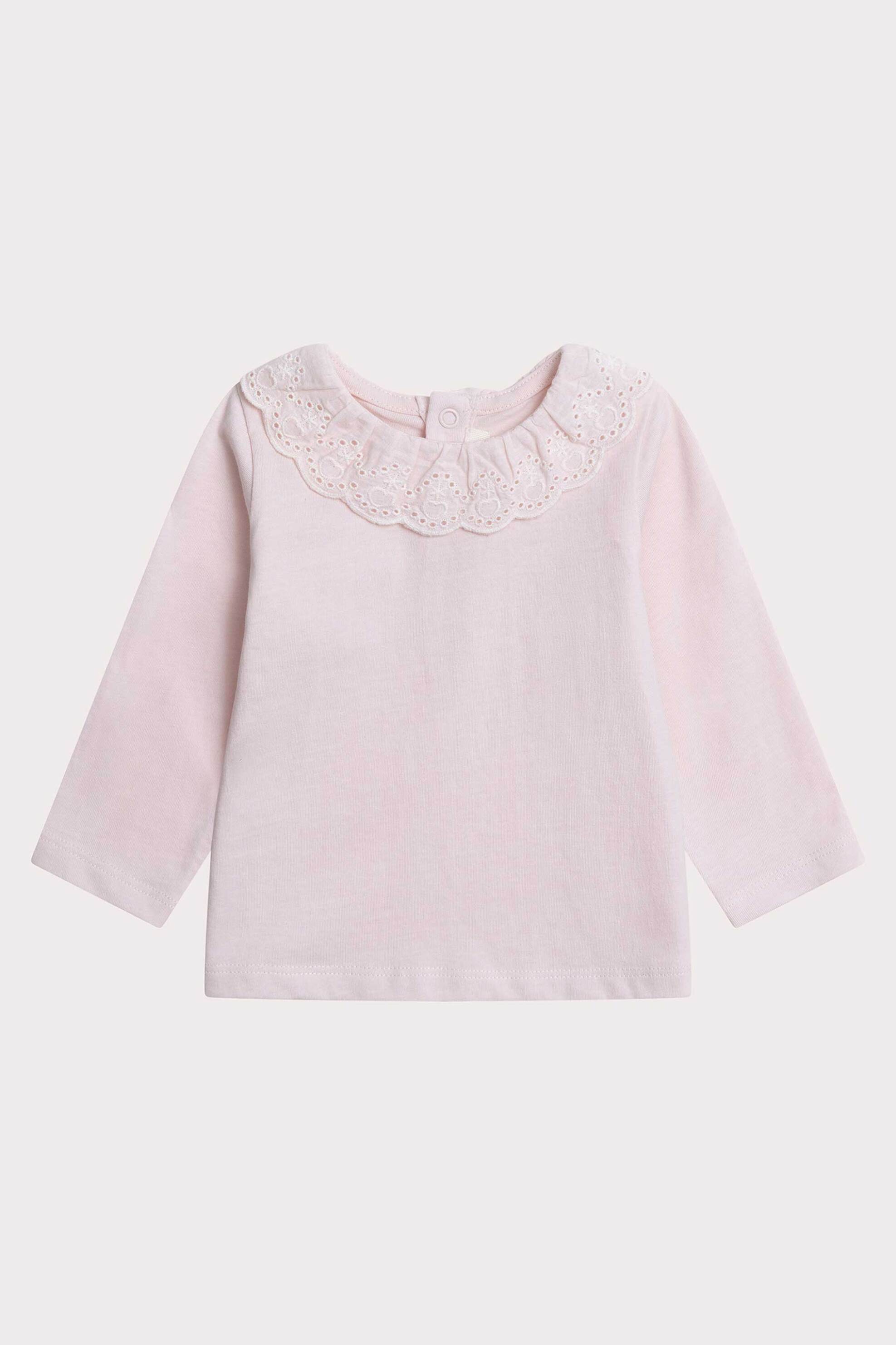 DPAM DPAM βρεφική μακρυμάνικη μπλούζα με κεντήματα στο γιακά - 364523 Ροζ Ανοιχτό