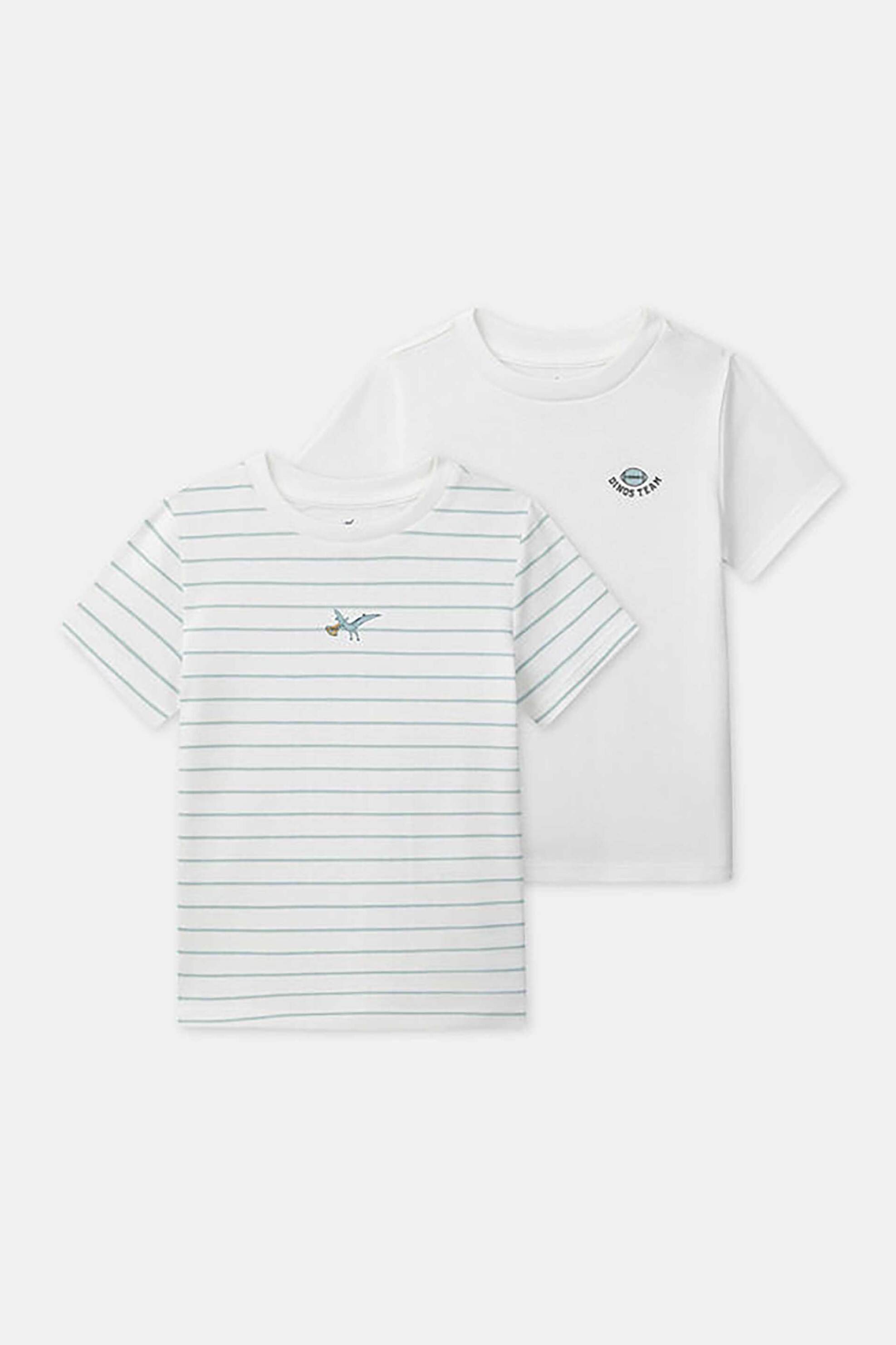 DPAM DPAM σετ παιδικά φανελάκια για αγόρια με σχέδια δεινόσαυρους (2 τεμάχια) - 364885 Λευκό