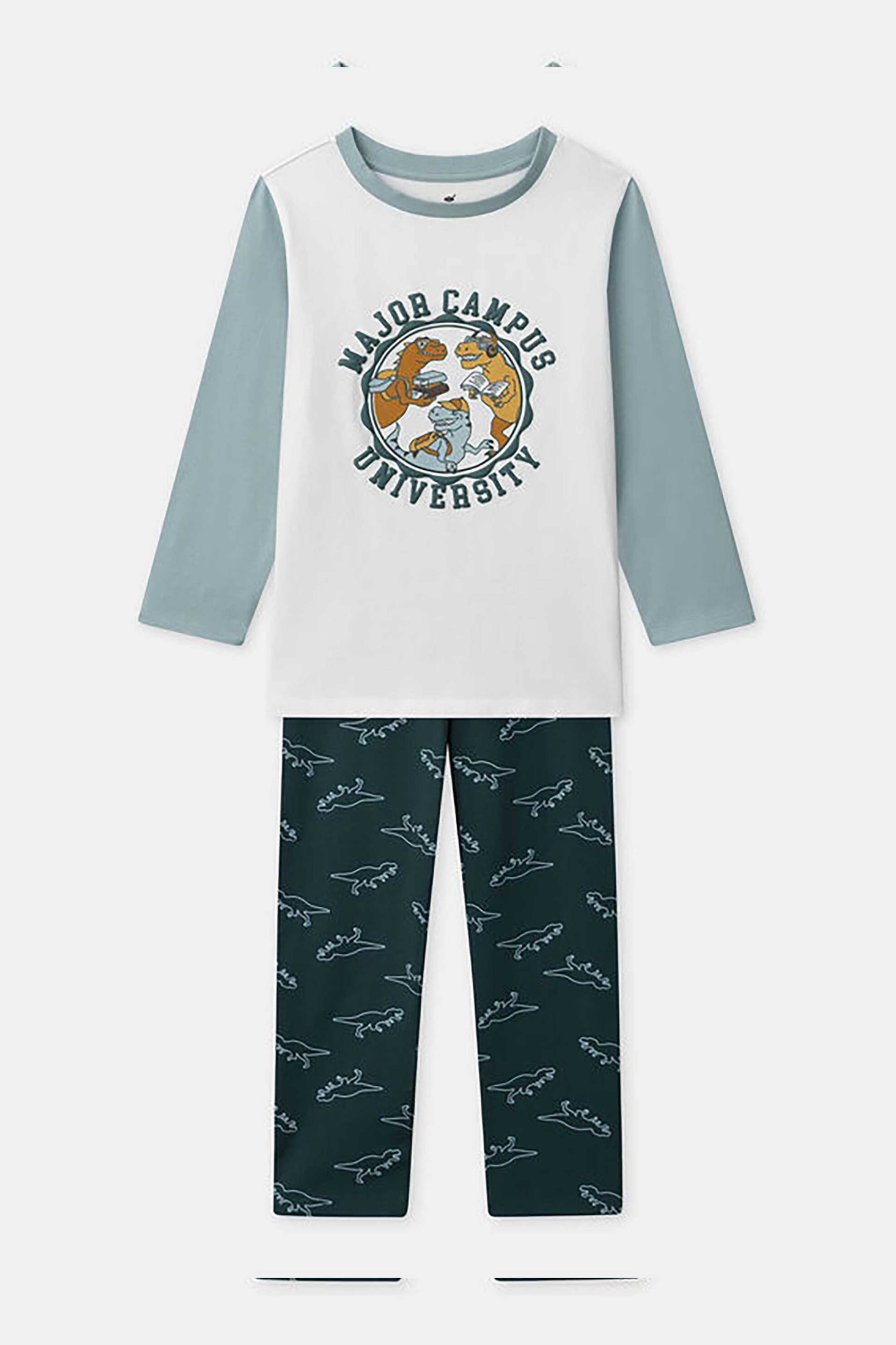 DPAM σετ παιδικές πιτζάμες με σχέδιο δεινόσαυρους (2 τεμάχια) - 365008 Λευκό