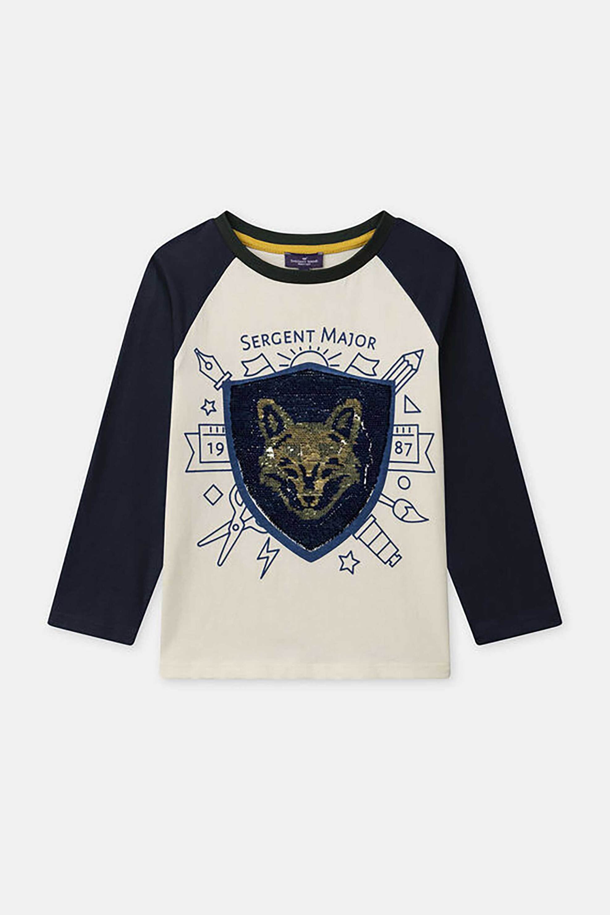 DPAM παιδική μακρυμάνικη μπλούζα με σχέδιο από πούλιες - 365064 Κρέμ