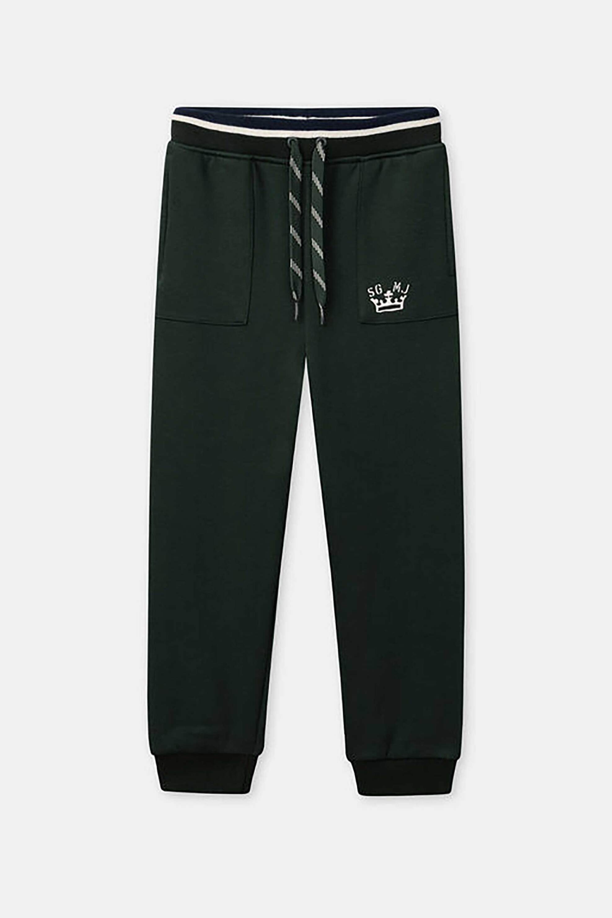 DPAM παιδικό παντελόνι φόρμας με contrast ελαστική μέση - 365070 Πράσινο Σκούρο