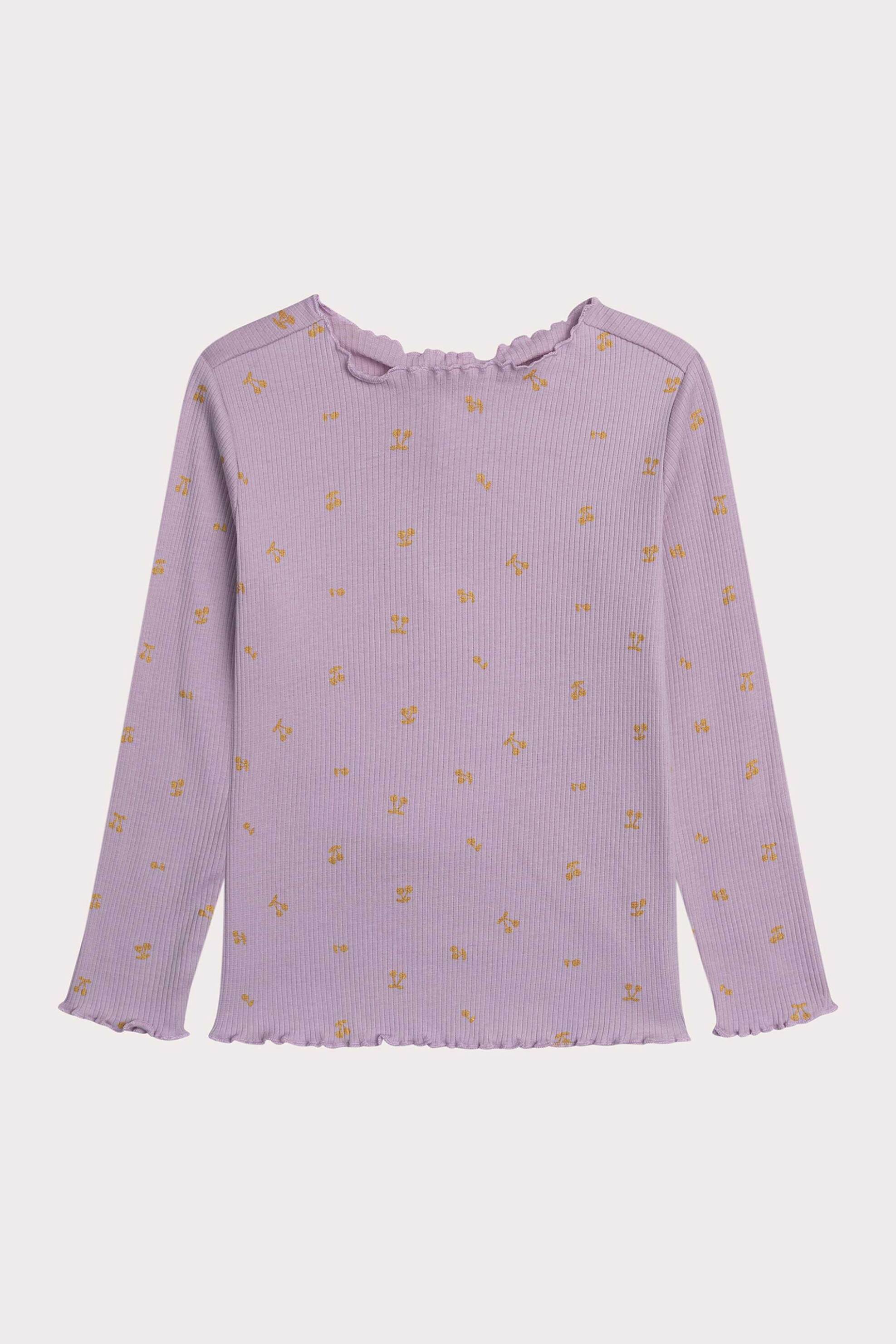 DPAM παιδική μακρυμάνικη μπλούζα ribbed με σχέδιο κεράσια - 364599 Λιλά