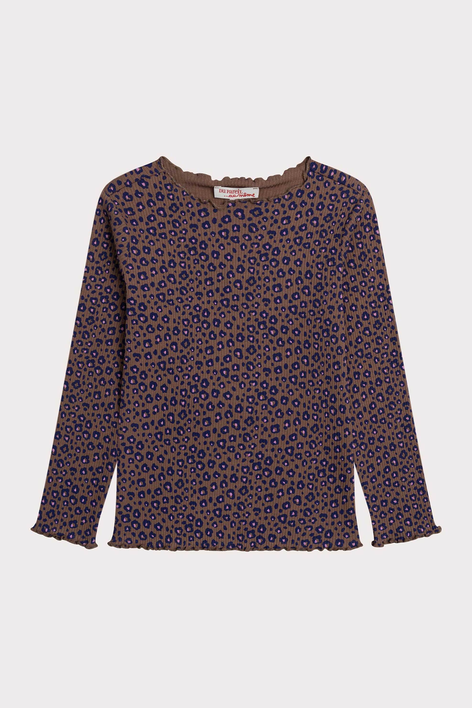 DPAM παιδική μακρυμάνικη μπλούζα ribbed με leopard print - 364612 Καφέ