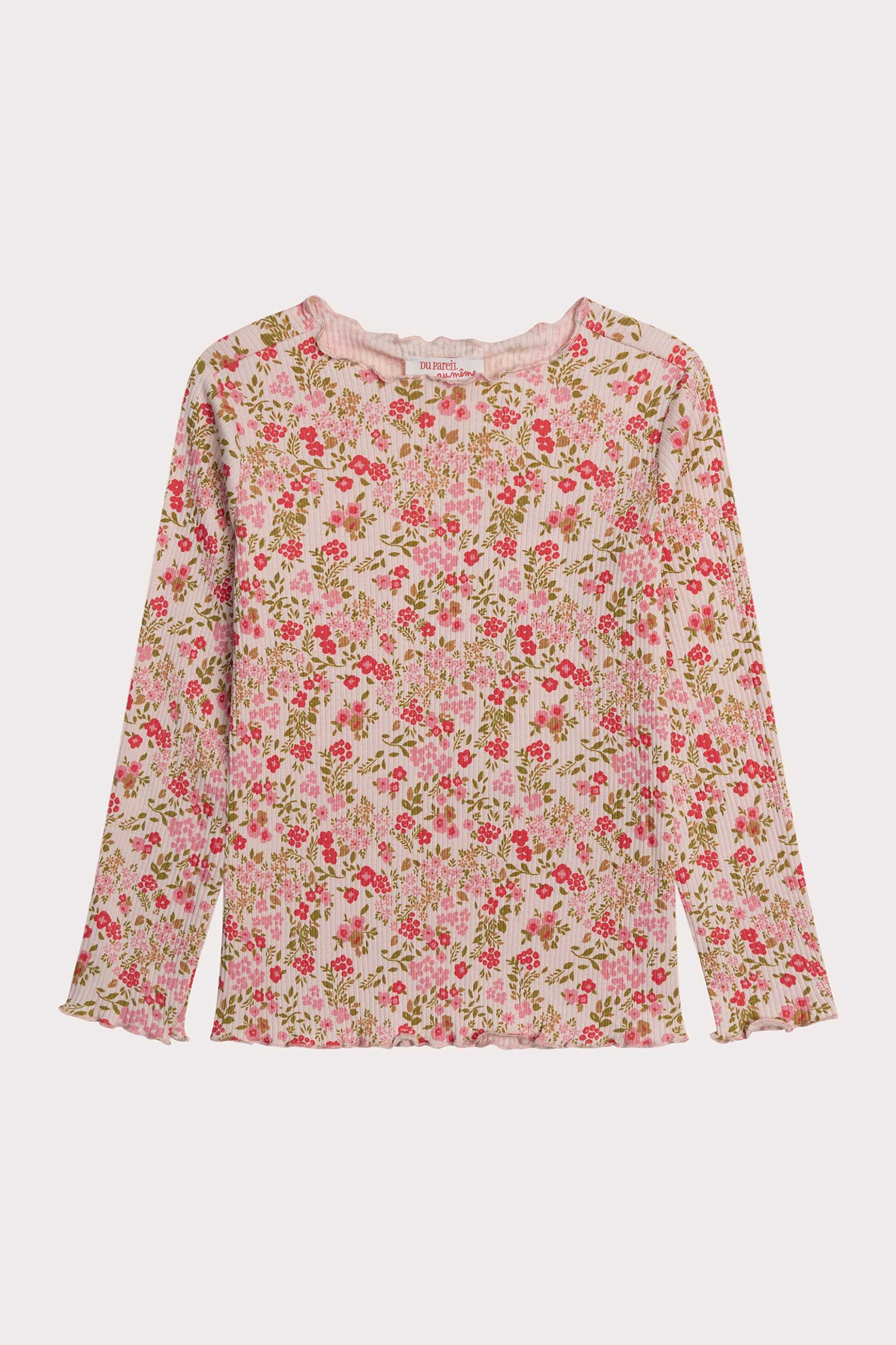 DPAM παιδική μακρυμάνικη μπλούζα ribbed με floral print - 364626 Ροζ