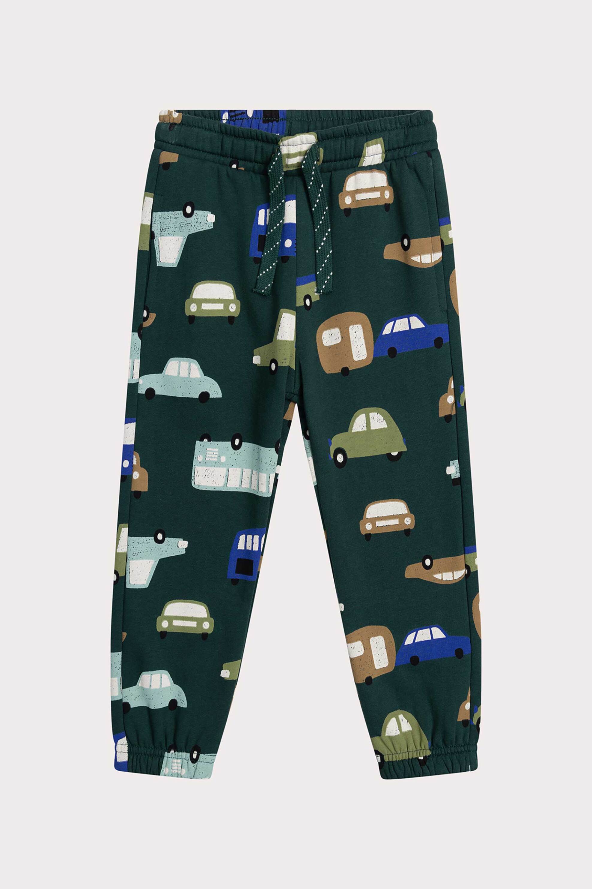 DPAM DPAM παιδικό παντελόνι φόρμας για αγόρια με πολύχρωμο σχέδιο με οχήματα - 364786 Πράσινο Σκούρο
