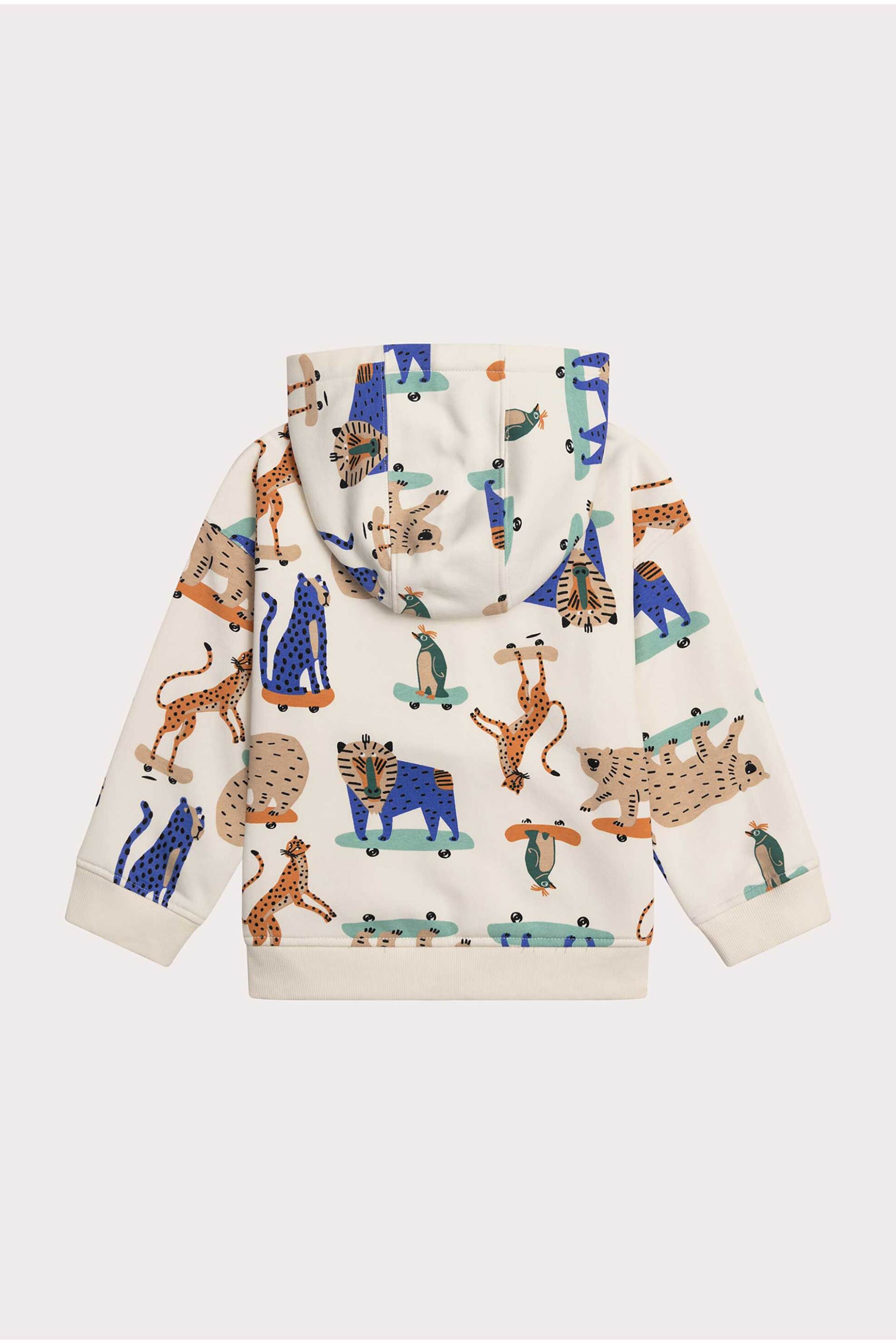 DPAM παιδική ζακέτα φούτερ με κουκούλα και πολύχρωμα σχέδια με ζωάκια - 364790 Κρέμ φωτογραφία