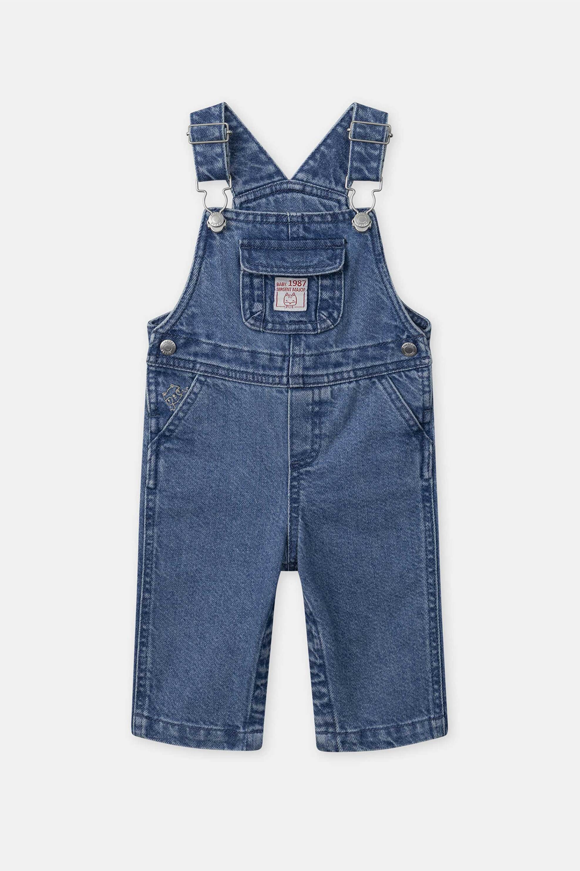 DPAM DPAM βρεφική denim σαλοπέτα για αγόρια με κεντήματα - 365463 Denim Blue