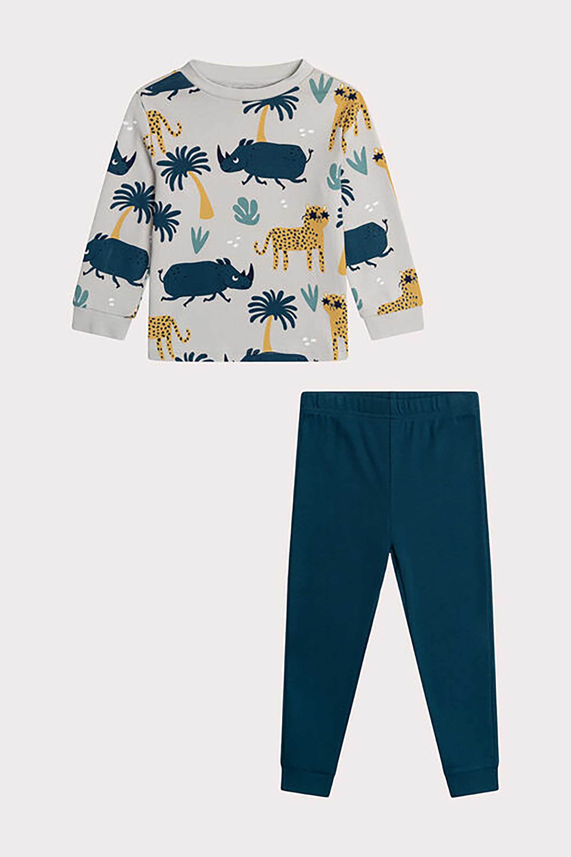 DPAM DPAM σετ παιδικές πιτζάμες για αγόρια με σχέδιο ζούγκλα (2 τεμάχια) - 365365 Γκρι