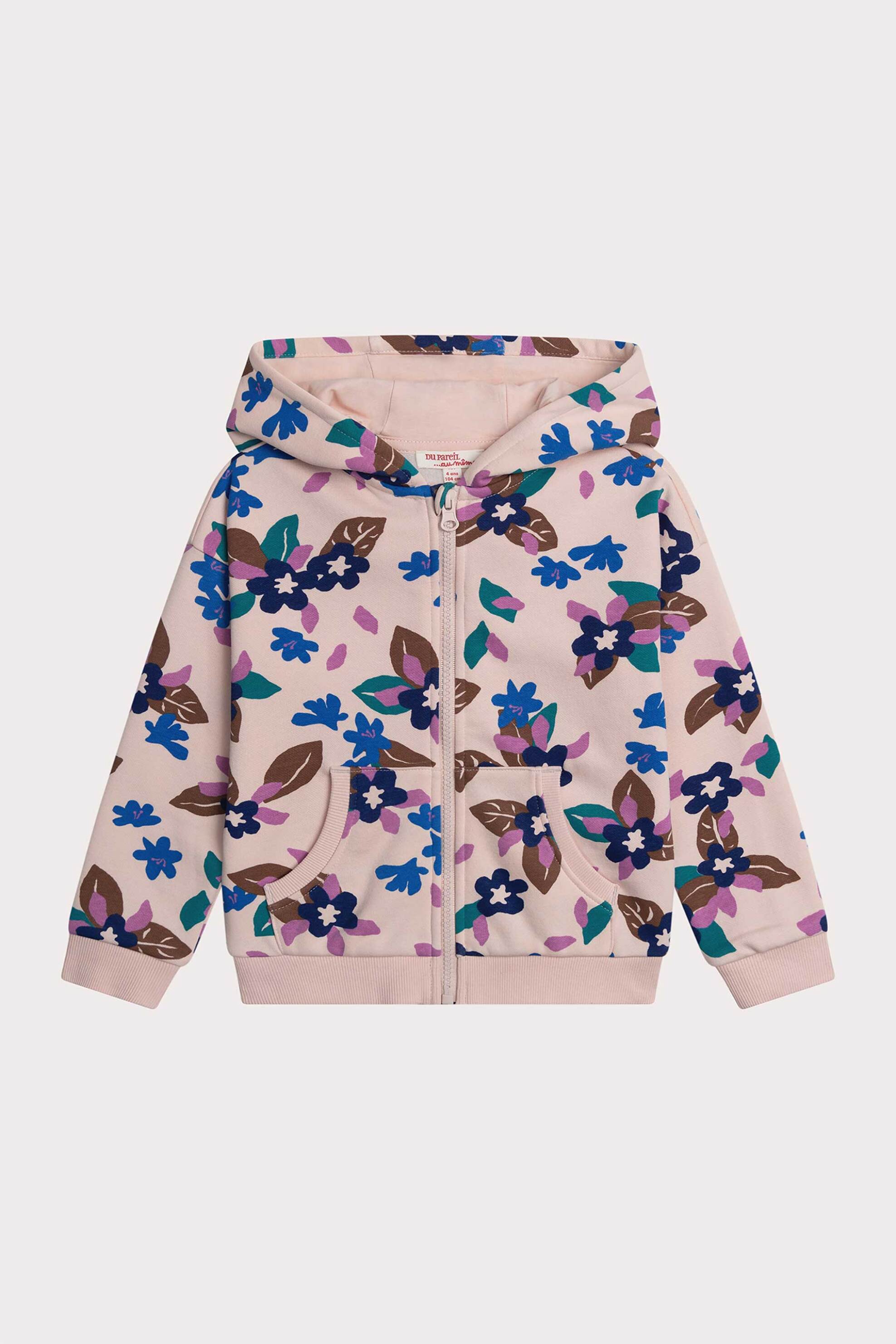 DPAM παιδική ζακέτα φούτερ με κουκούλα και floral print - 365230 Ροζ Ανοιχτό