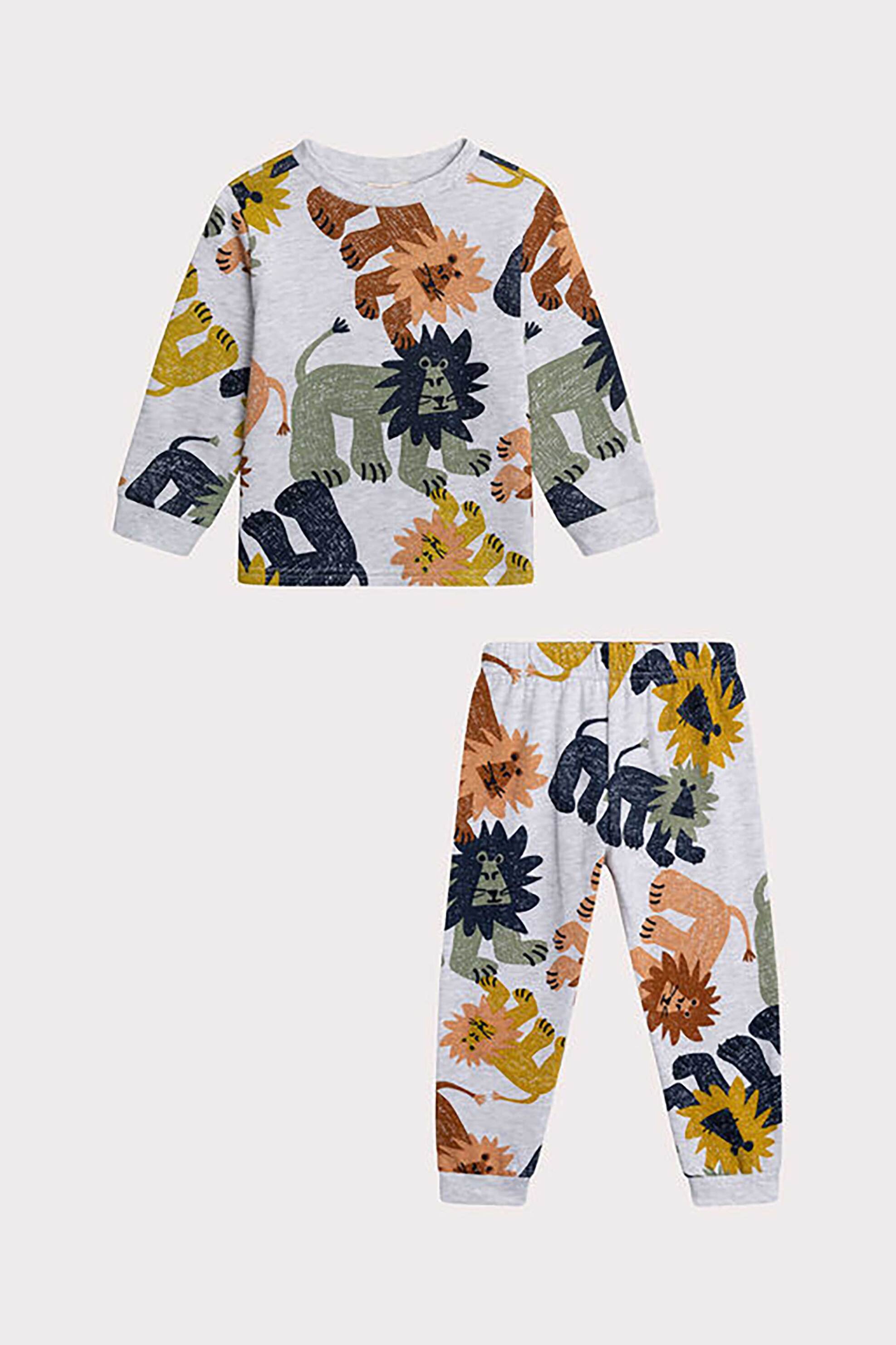 DPAM σετ παιδικές πιτζάμες για αγόρια με σχέδιο ζωάκια της ζούγκλας (2 τεμάχια) - 365411 Γκρι φωτογραφία
