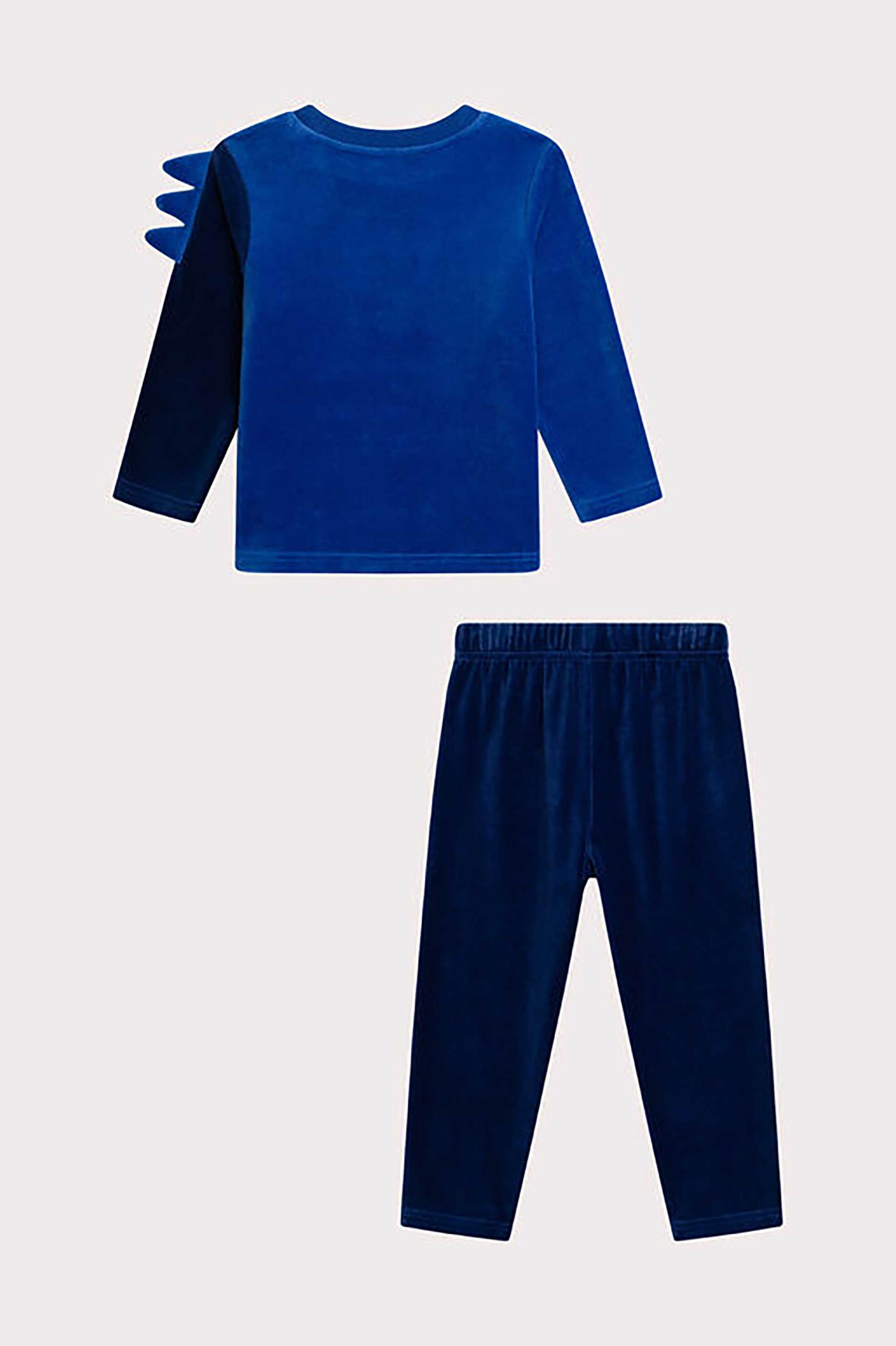 DPAM σετ παιδικές πιτζάμες με βελούδινη υφή και σχέδιο ποντικάκι με δεινόσαυρο (2 τεμάχια) - 365396 Μπλε φωτογραφία